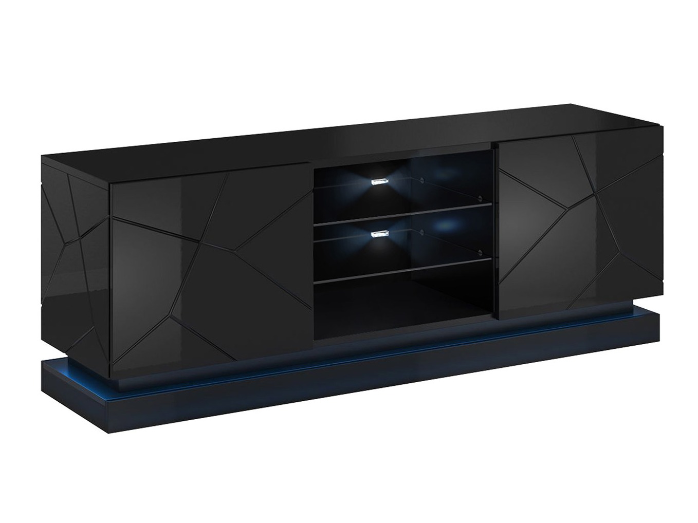 Meuble TV Linar (Noir + Noir brillant)