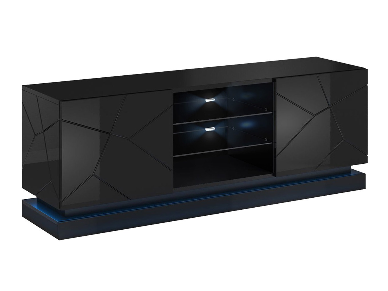 Meuble TV Linar (Noir + Noir brillant)