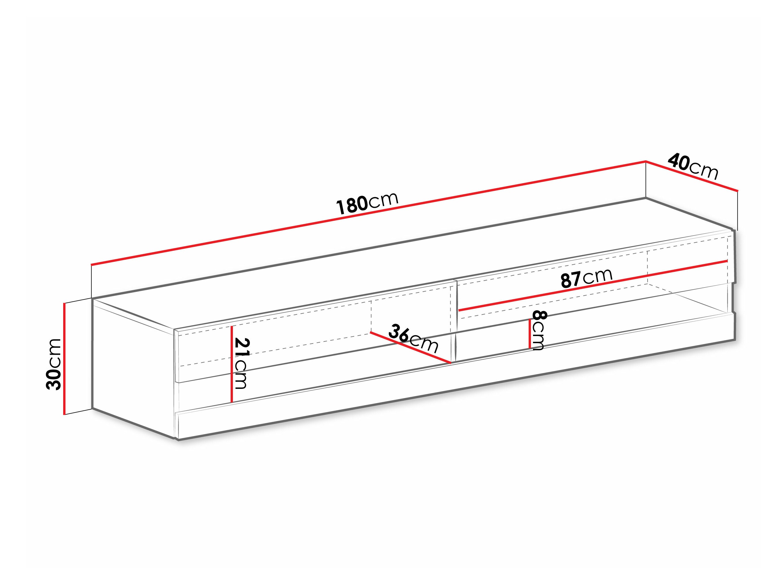 Meuble TV Vilrin (Blanc + Blanc brillant)