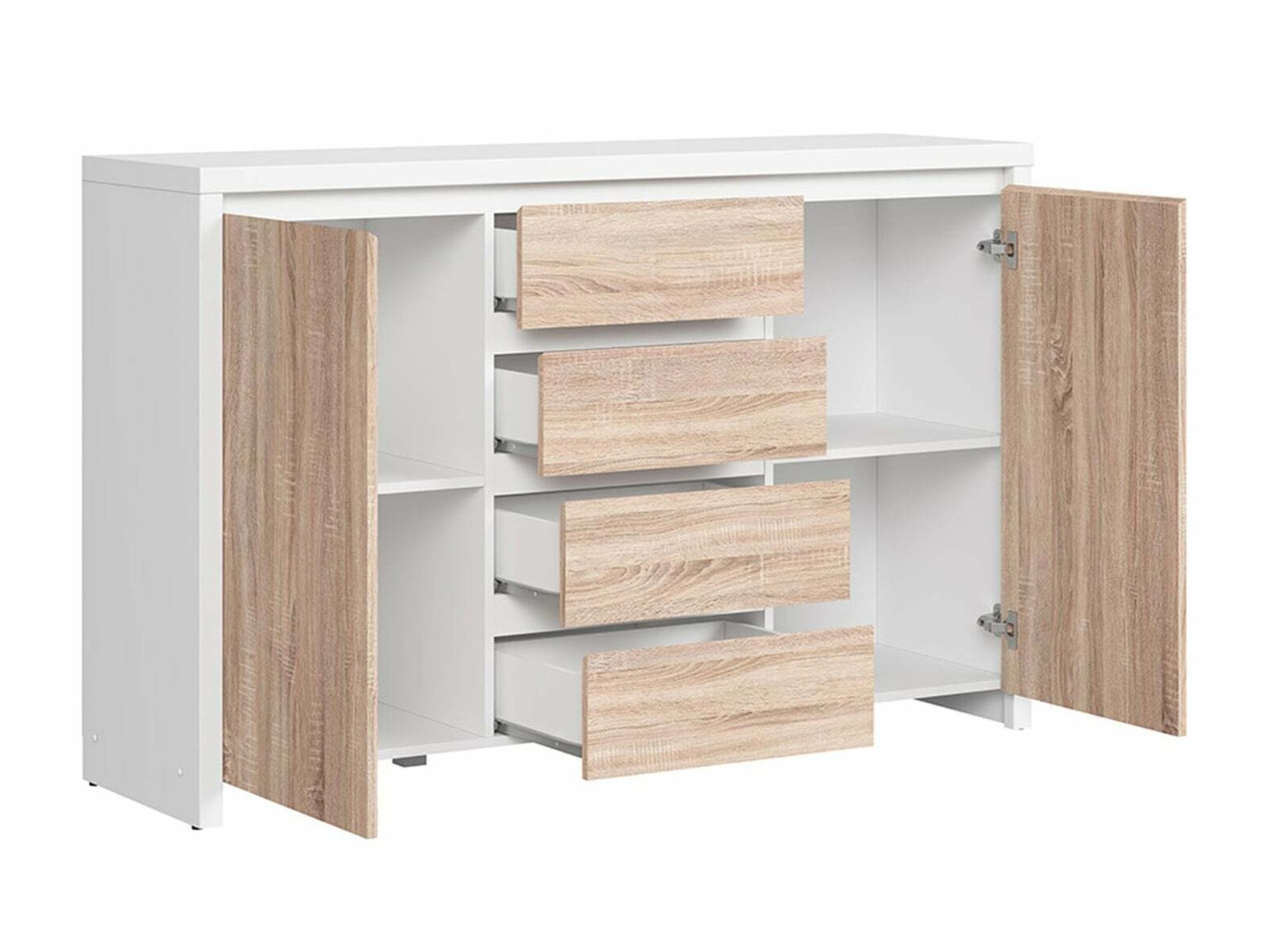 Commode Nolroma 103 (Blanc + Sonoma chêne)