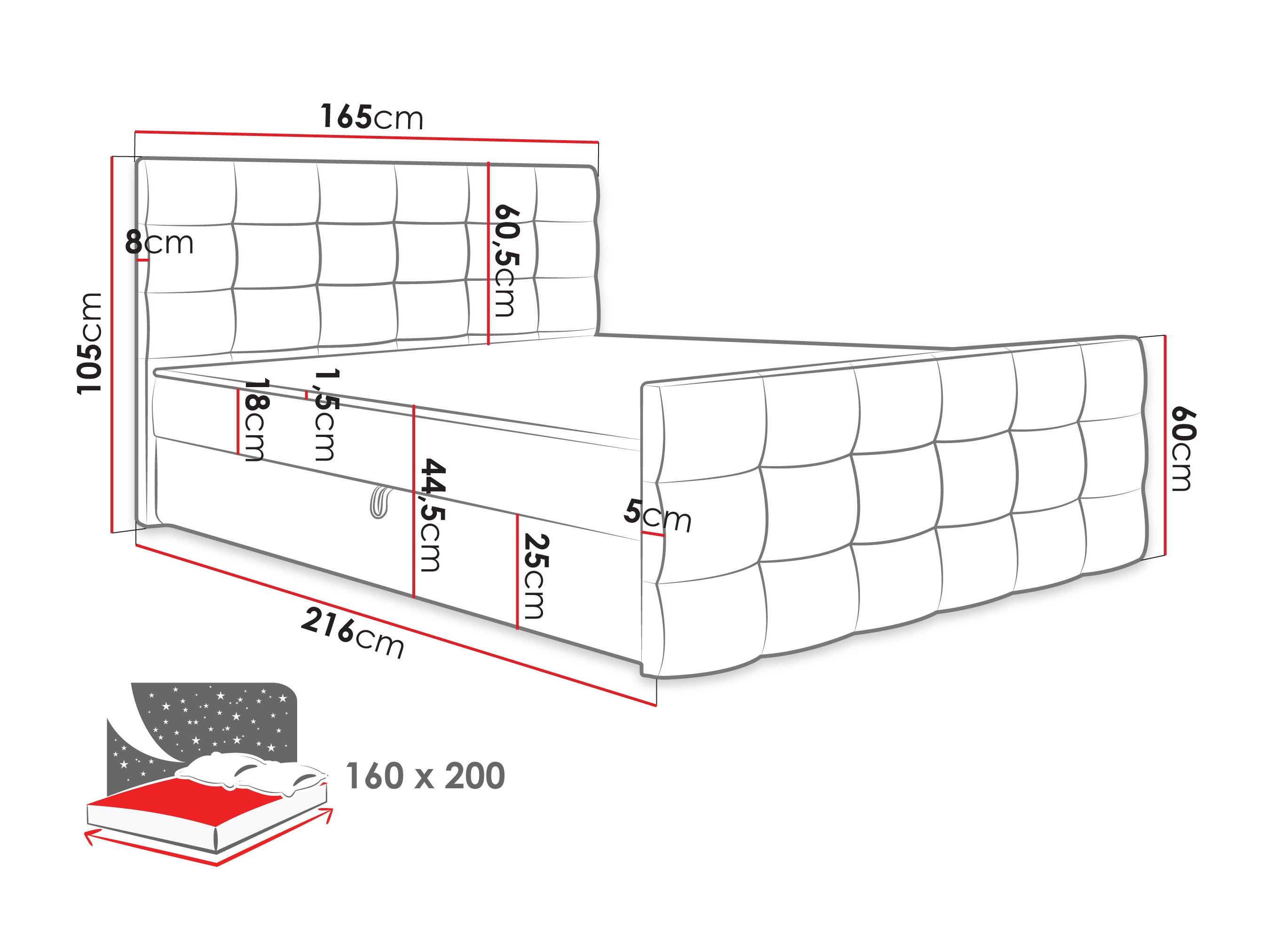 Lit boxspring Memphis 100 (Rico 03)