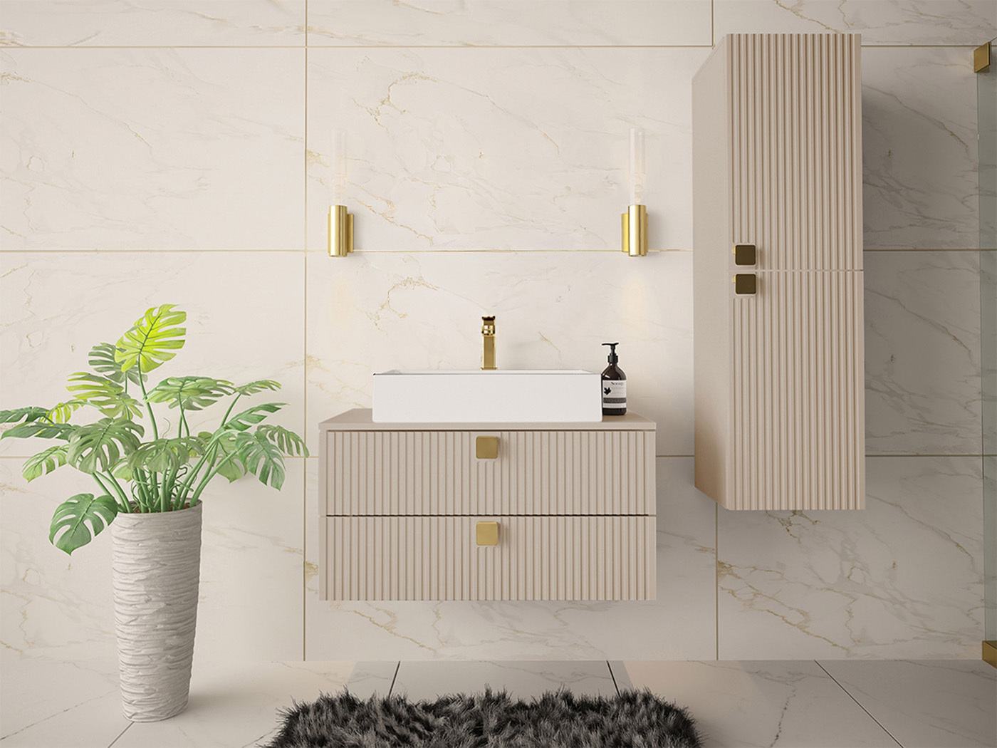 Armoire de salle de bain murale Panium (Brun clair)