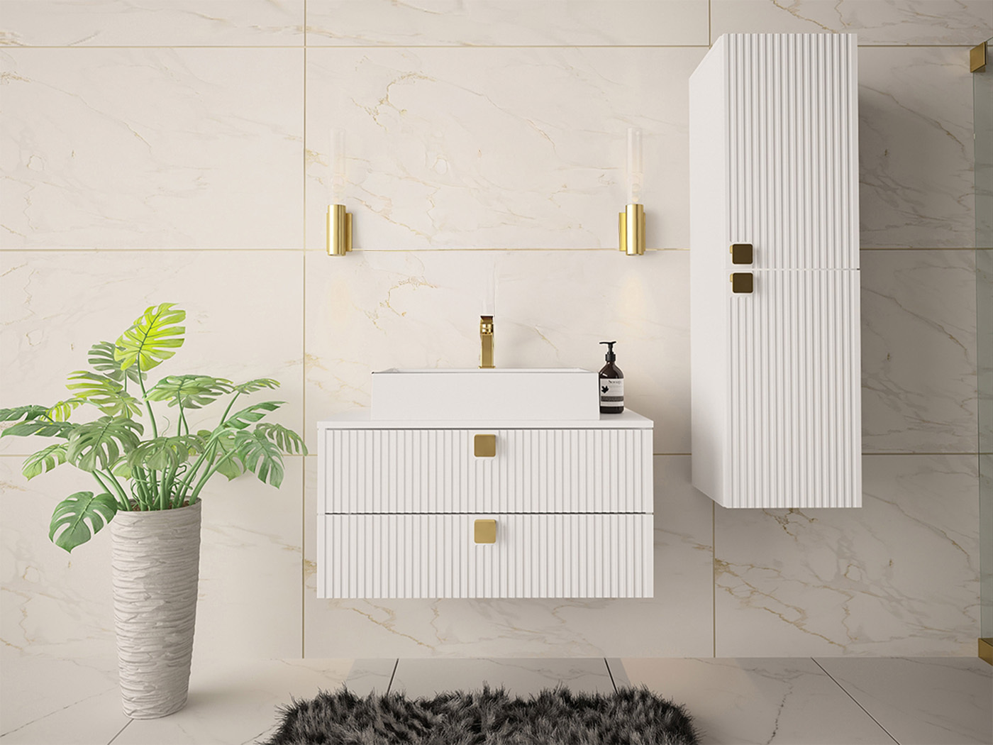 Ensemble de salle de bain Panium (Blanc)
