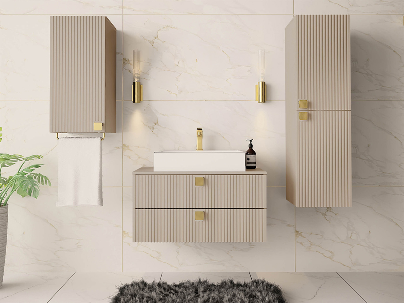 Ensemble de salle de bain Panium II (Brun clair)