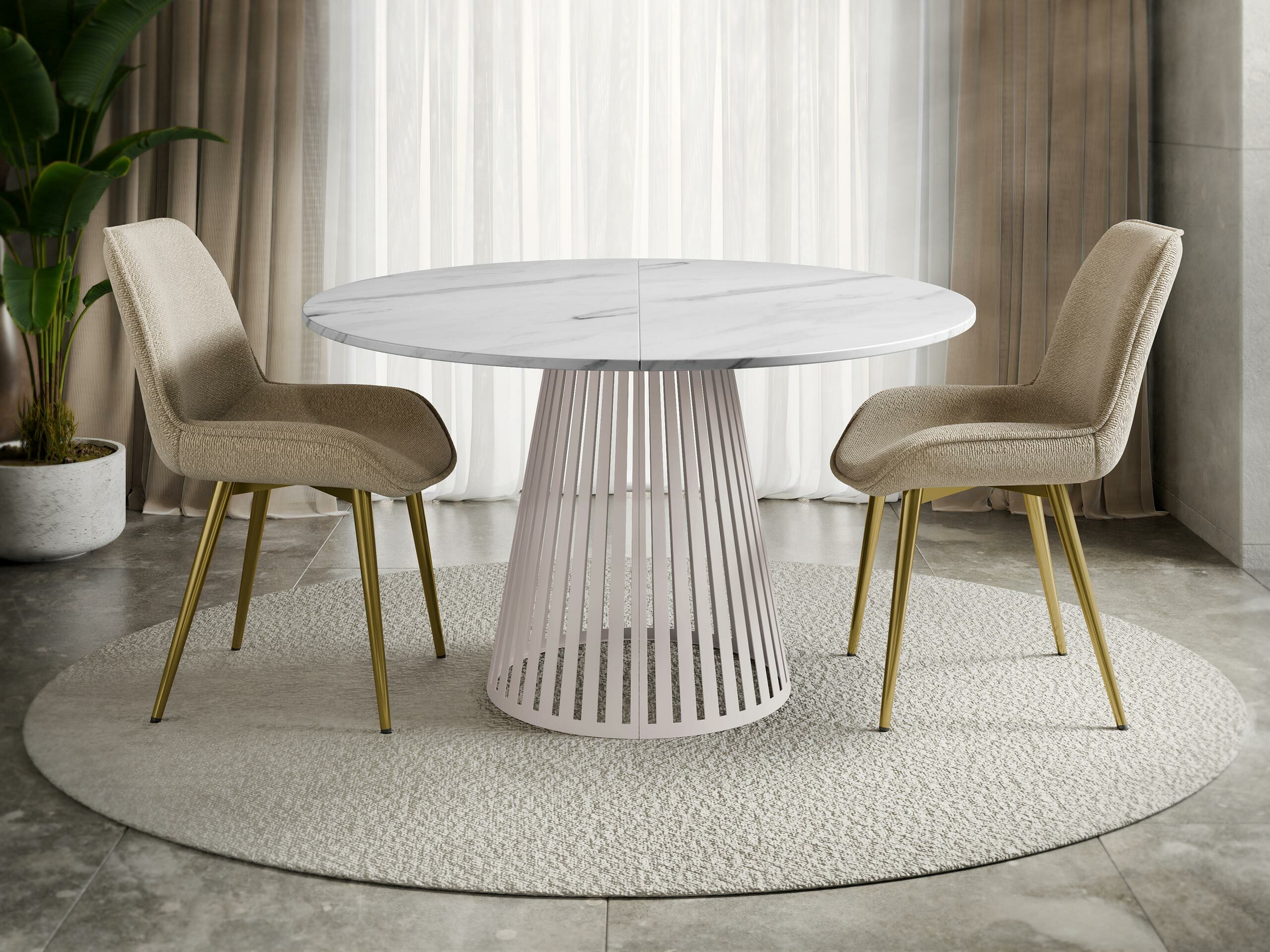 Table Prudentia (Marbre blanc + Cachemire)