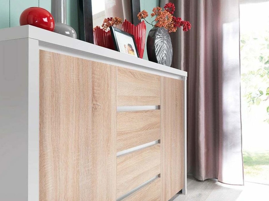 Commode Nolroma 103 (Blanc + Sonoma chêne)