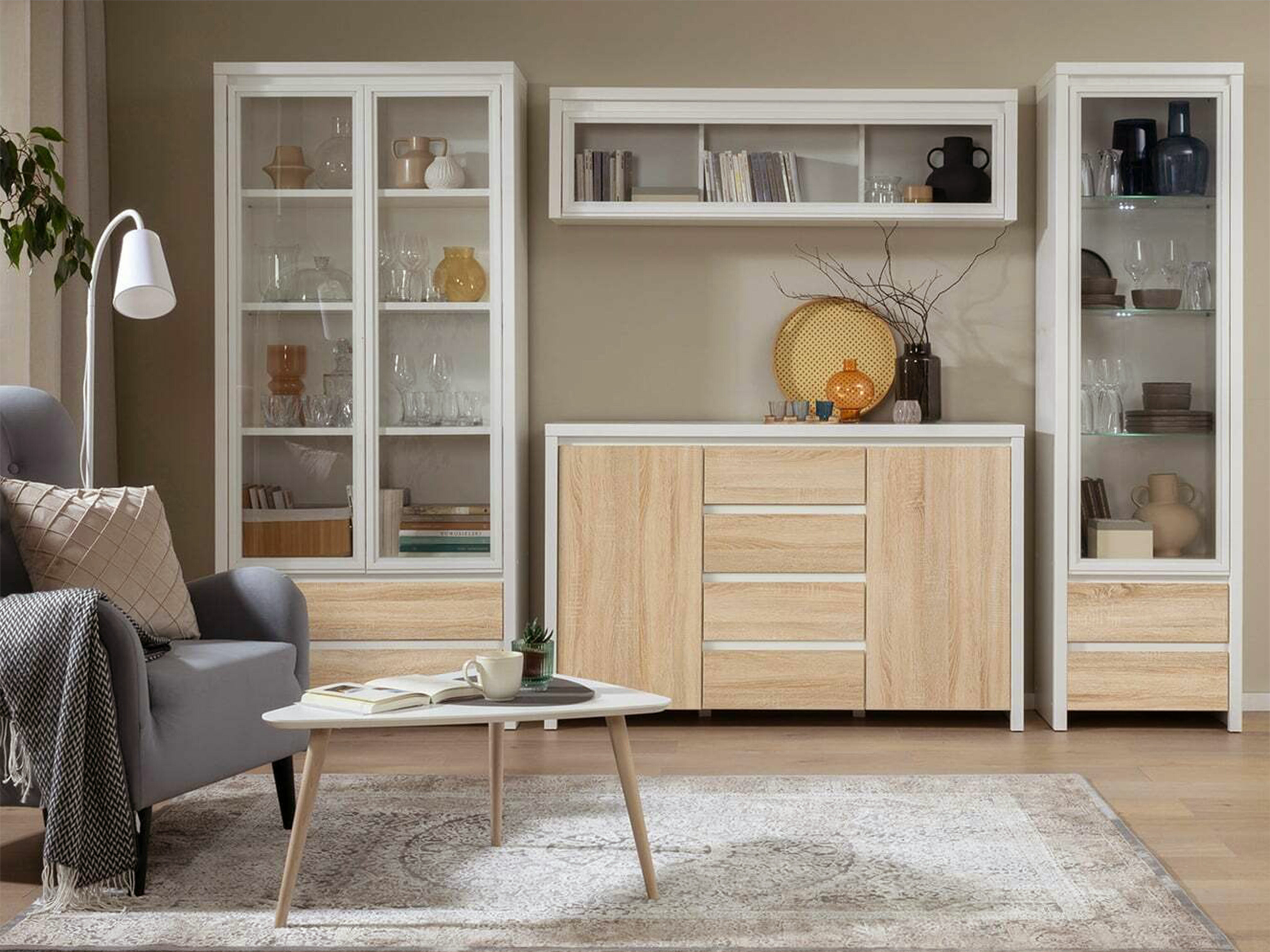 Commode Nolroma 103 (Blanc + Sonoma chêne)
