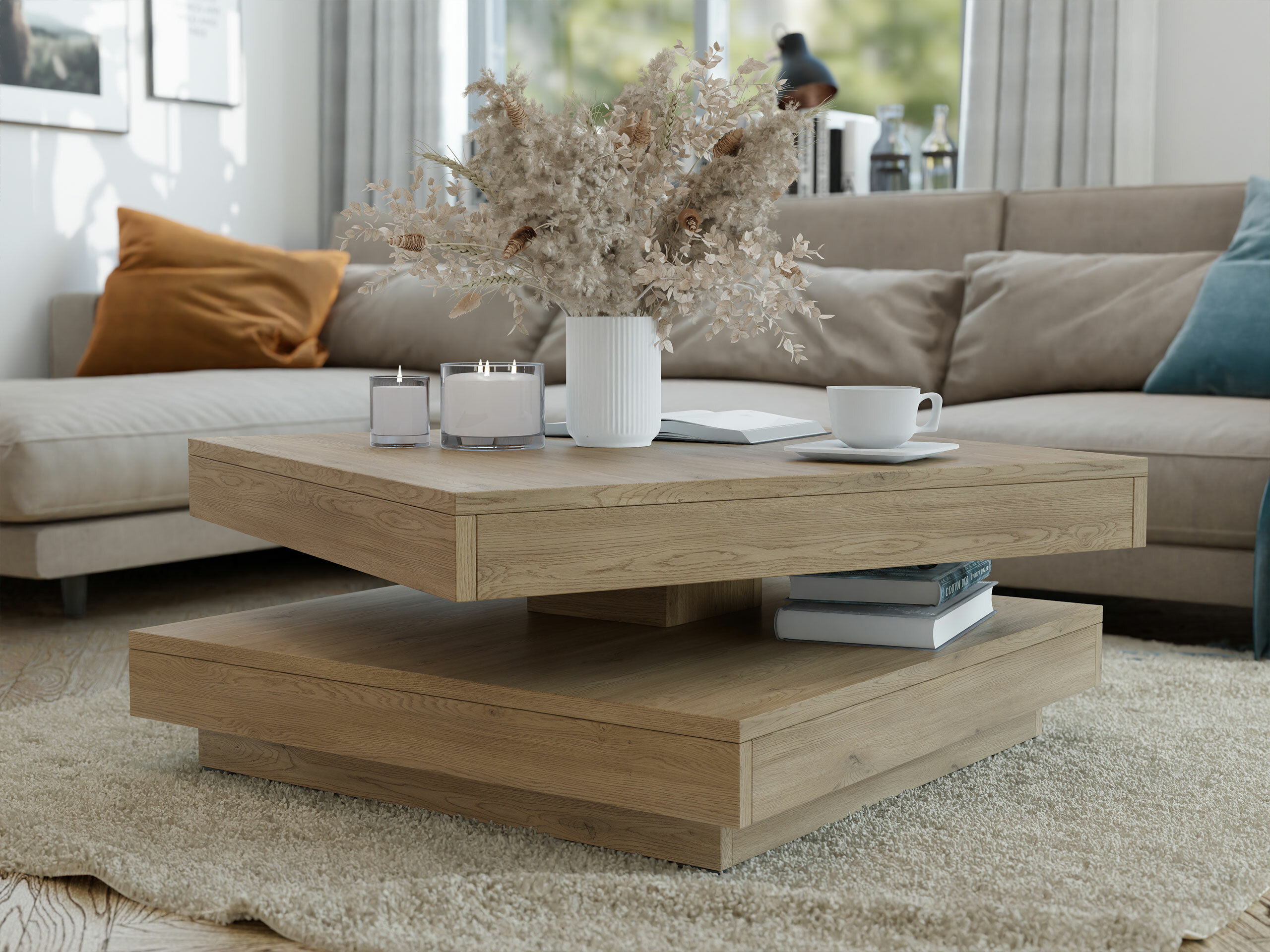 Table basse transformateur Comfivo Pisces (Chêne)