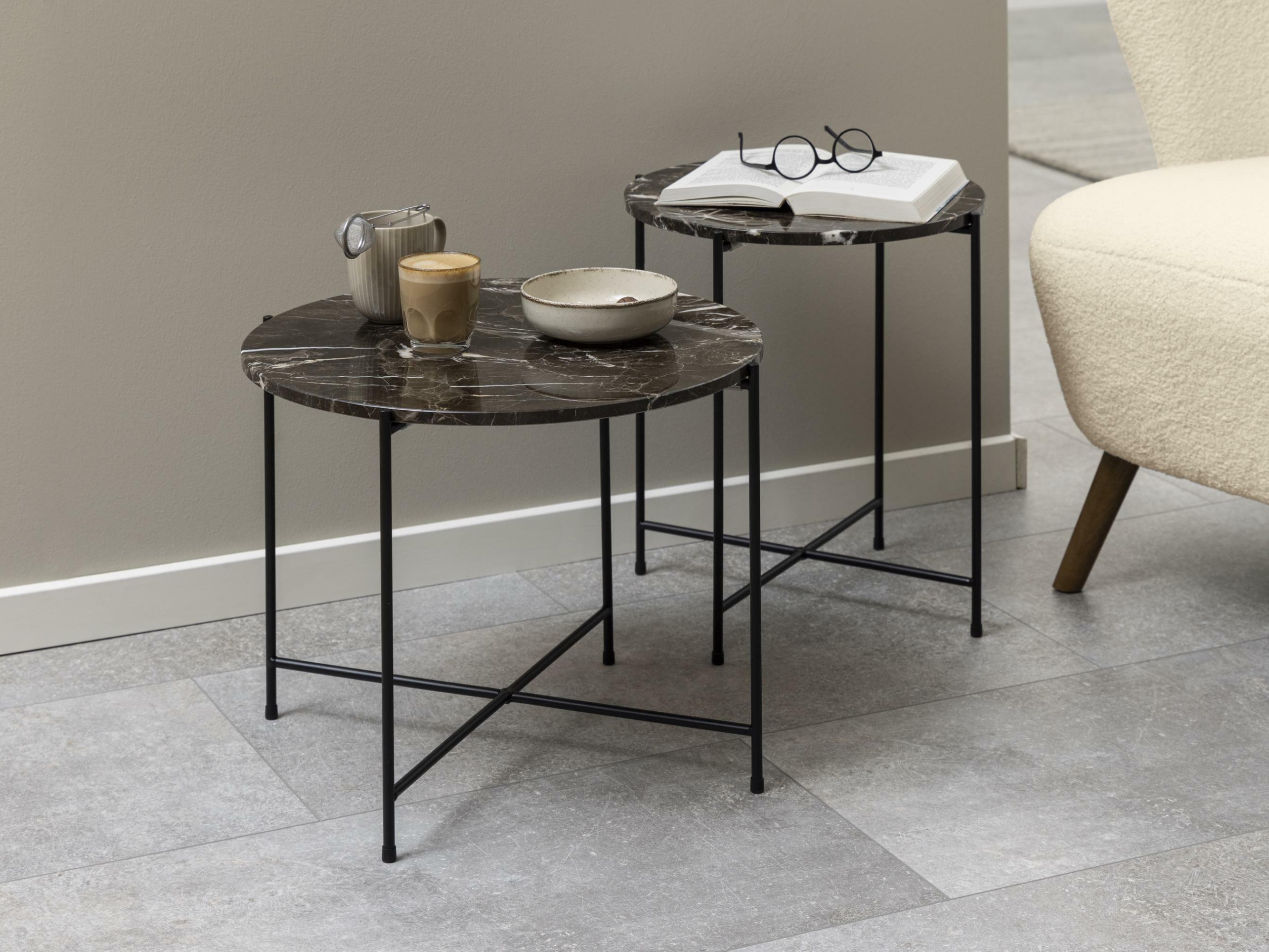 Table d'appoint Norsica 608 (Marbre marron + Noir)