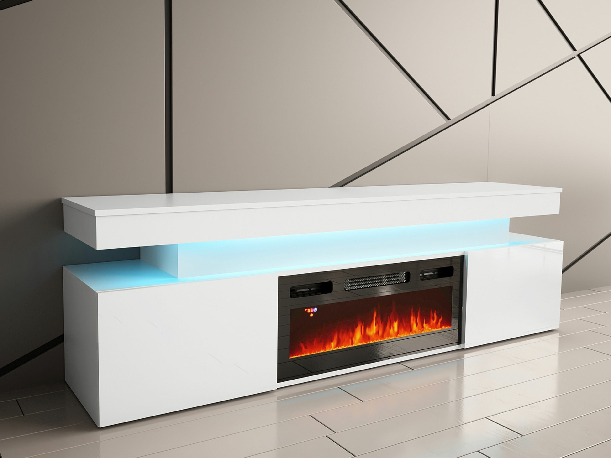 Meuble TV Monfero 104 (Blanc + Blanc brillant)