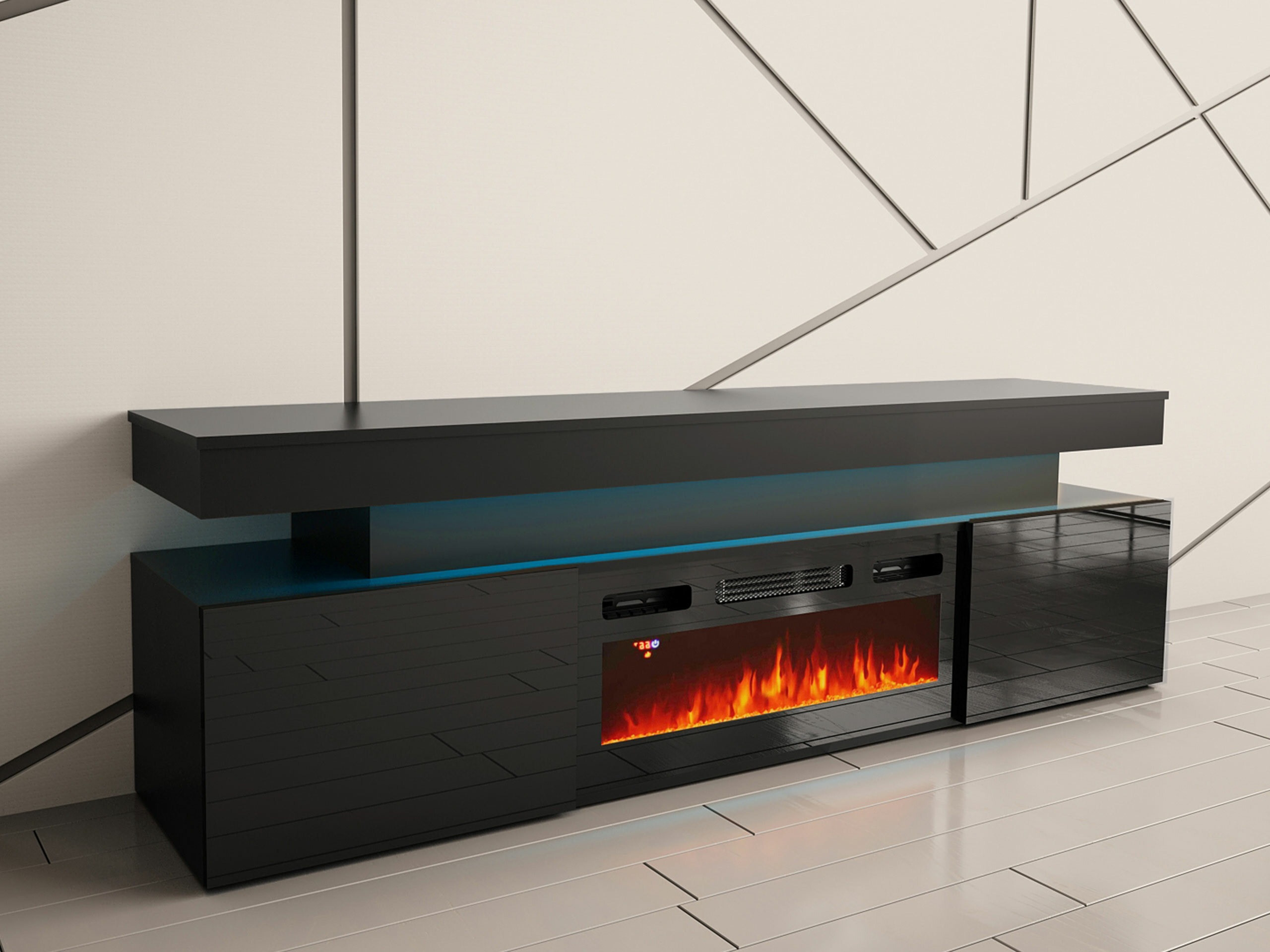 Meuble TV Monfero 104 (Noir + Noir brillant)