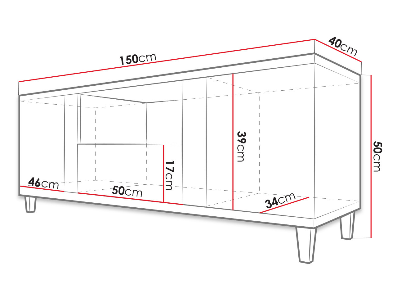 Meuble TV Florem (Blanc + Blanc brillant + Clair bois)