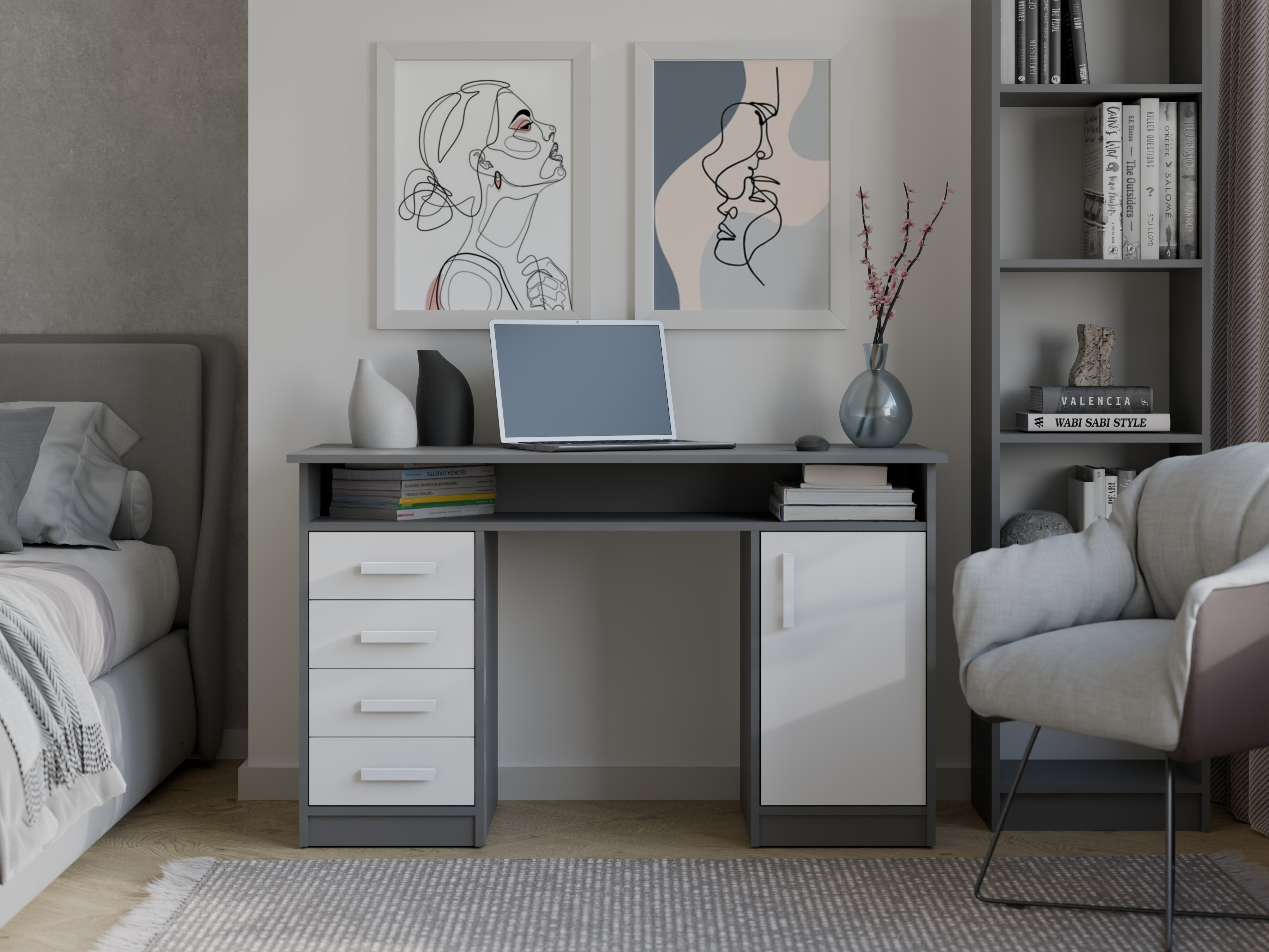 Bureau Mandeville 329 (Blanc + Anthracite)