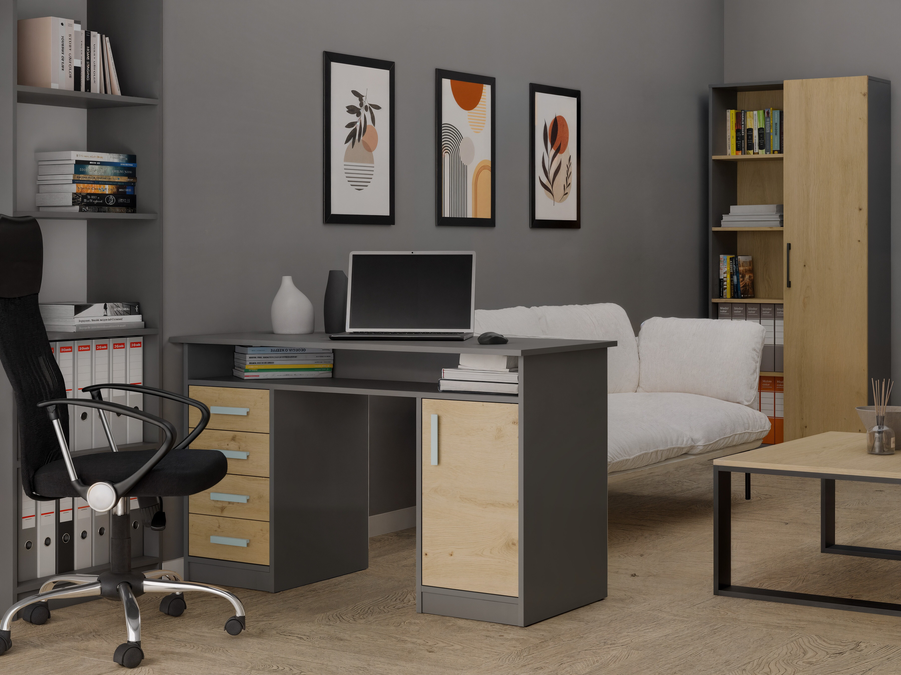 Bureau Mandeville 329 (Chêne Artisan + Anthracite)