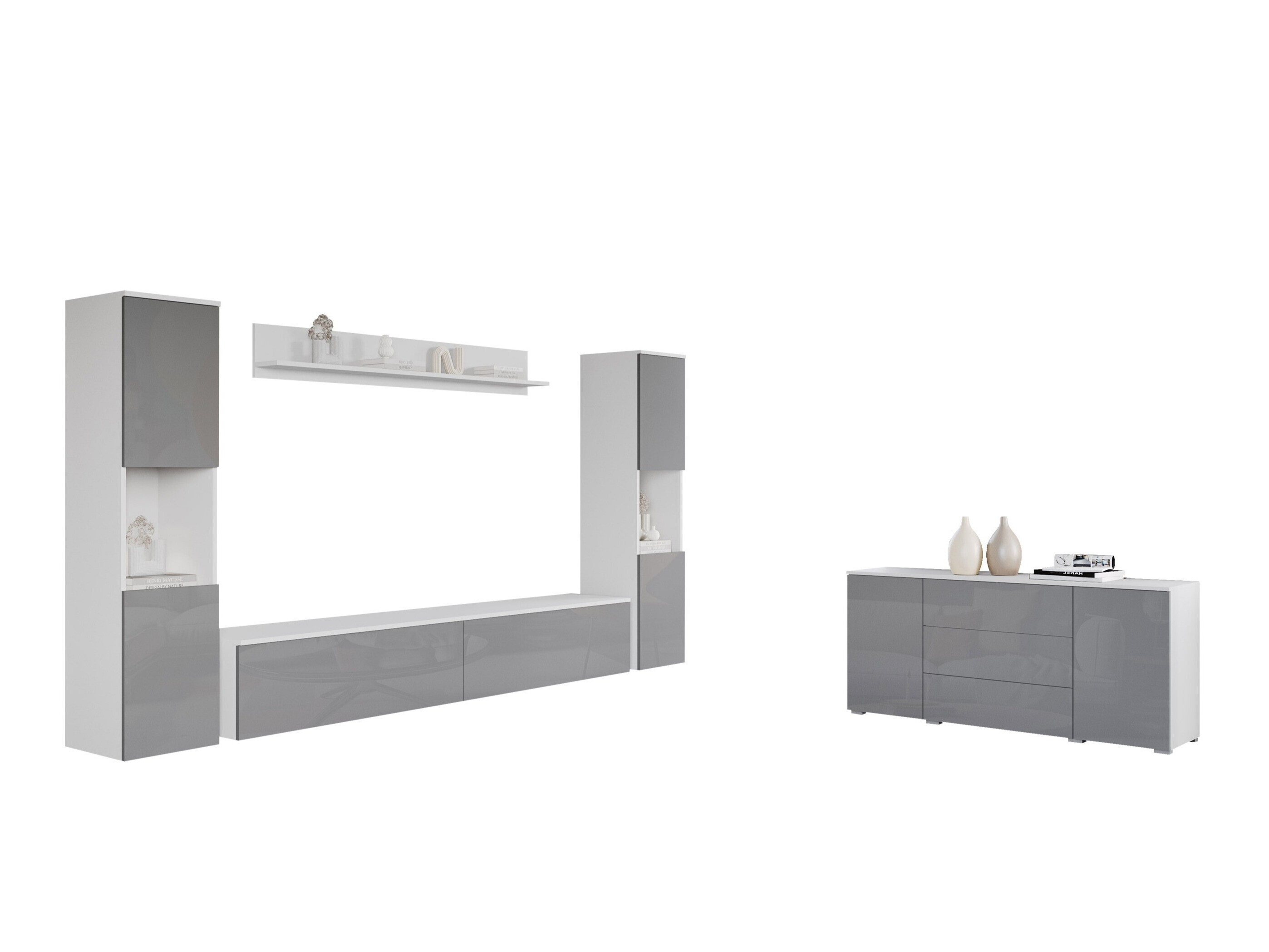 Ensemble de salon Sarasota 133 (Blanc + Blanc brillant)