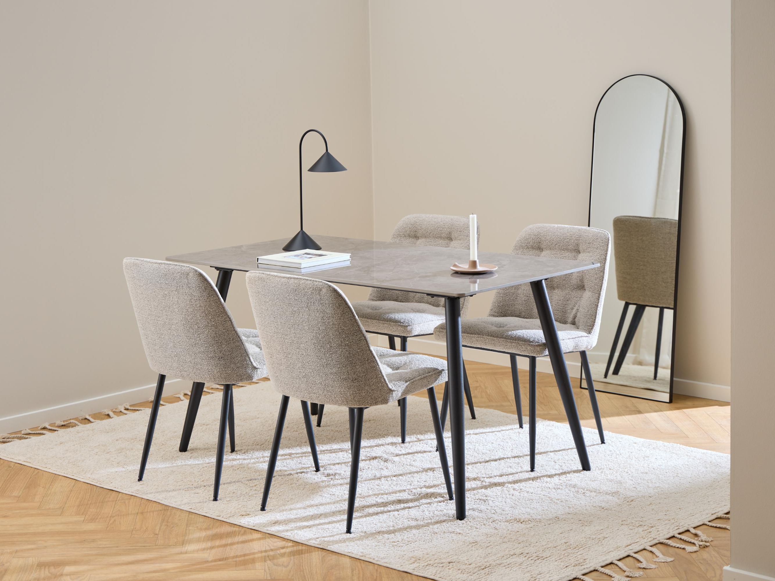 Salle à manger complète Norsica 1012 (Beige + Noir)