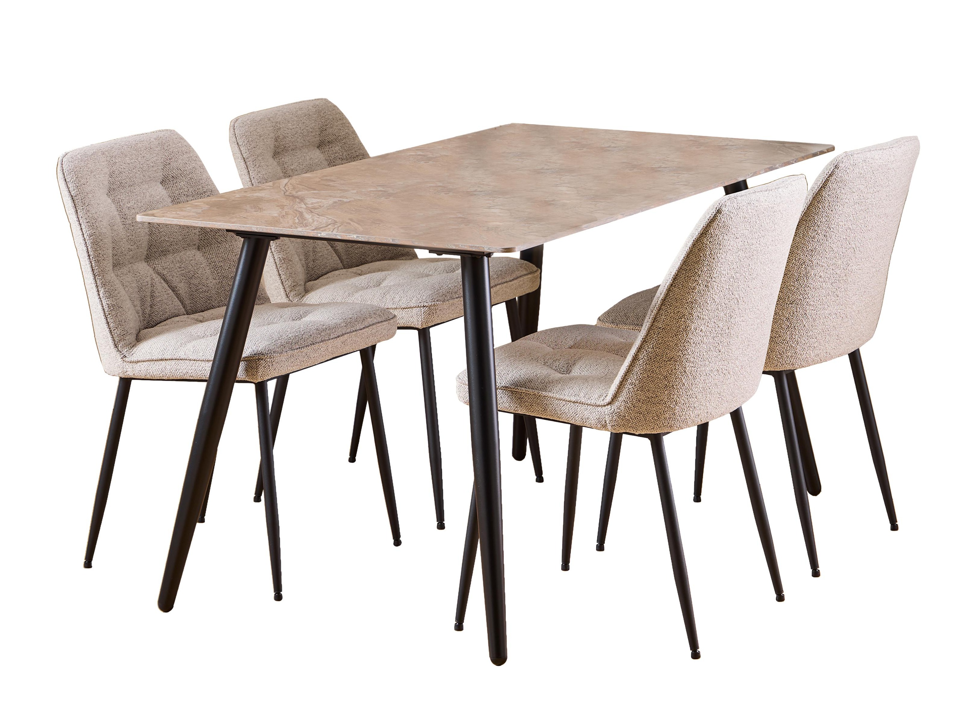 Salle à manger complète Norsica 1012 (Beige + Noir)