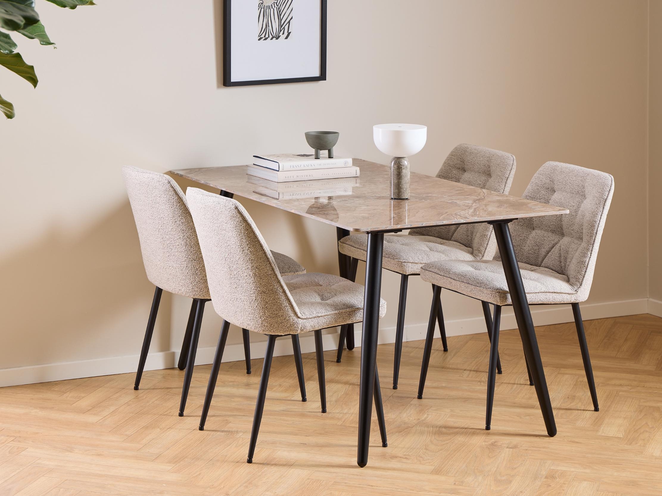 Salle à manger complète Norsica 1012 (Beige + Noir)
