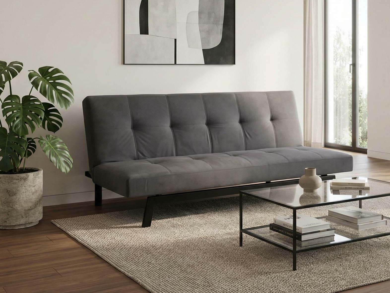 Canapé convertible Dallas 1710 (Gris foncé + Noir)