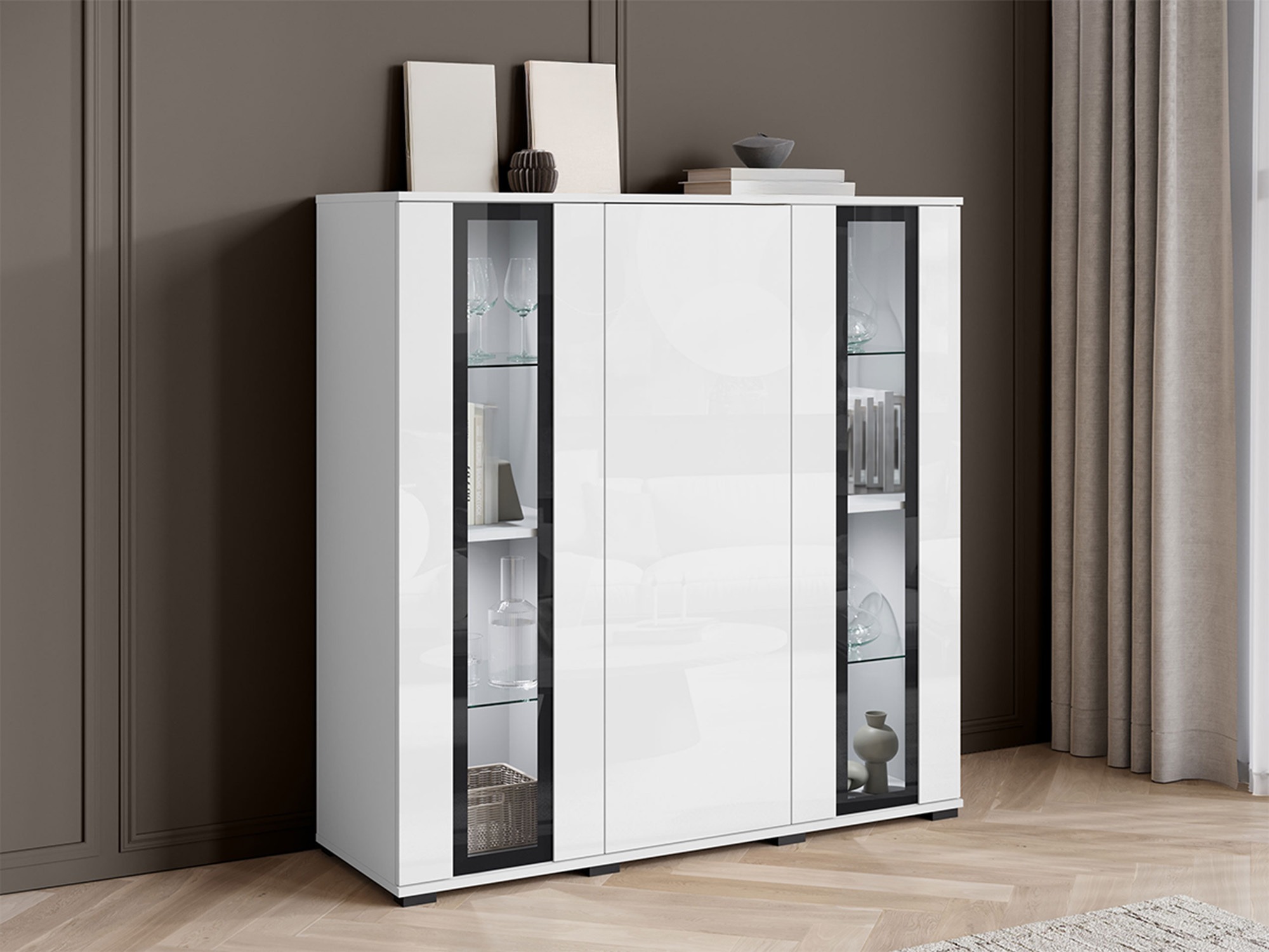 Buffet Torcame 100 (Blanc + Blanc brillant)