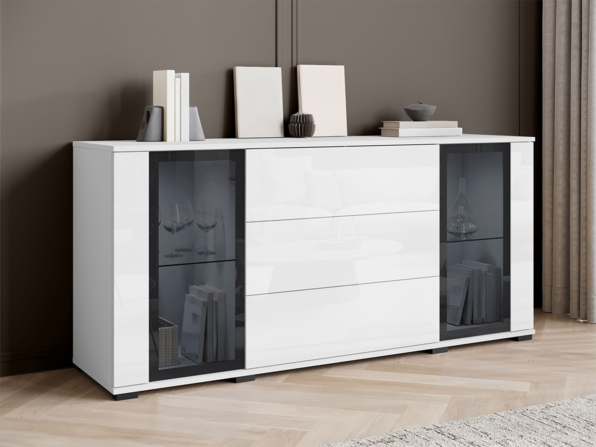 Commode Torcame 101 (Blanc + Blanc brillant)