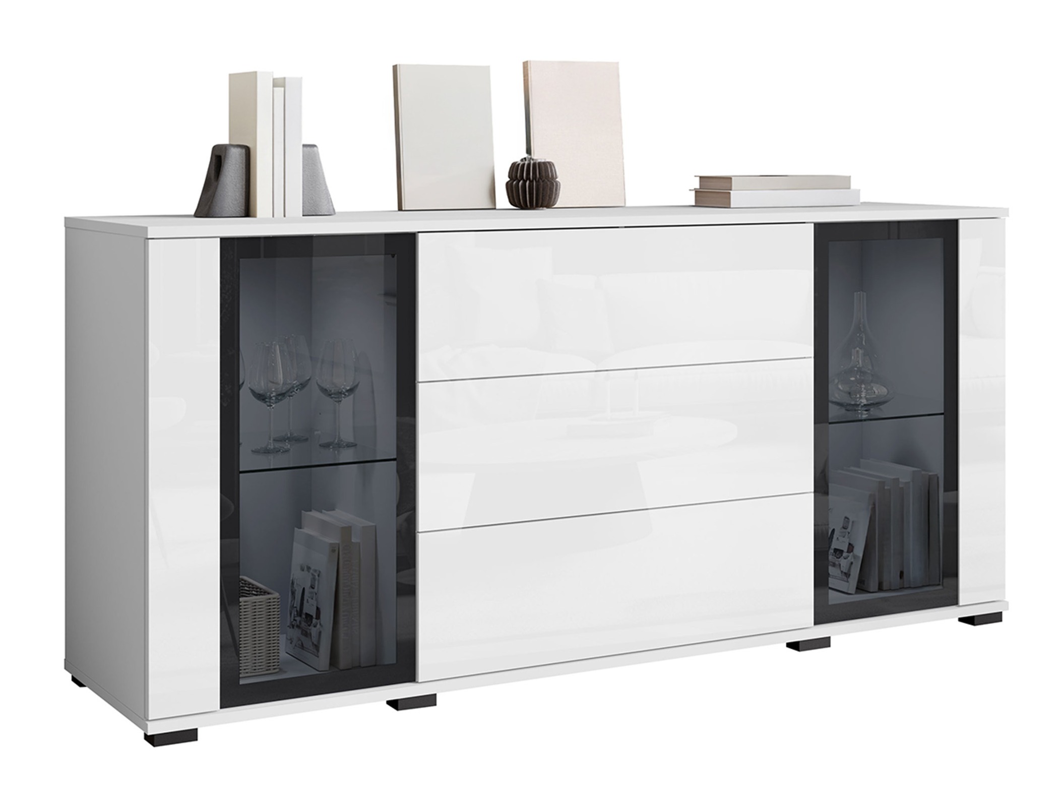 Commode Torcame 101 (Blanc + Blanc brillant)