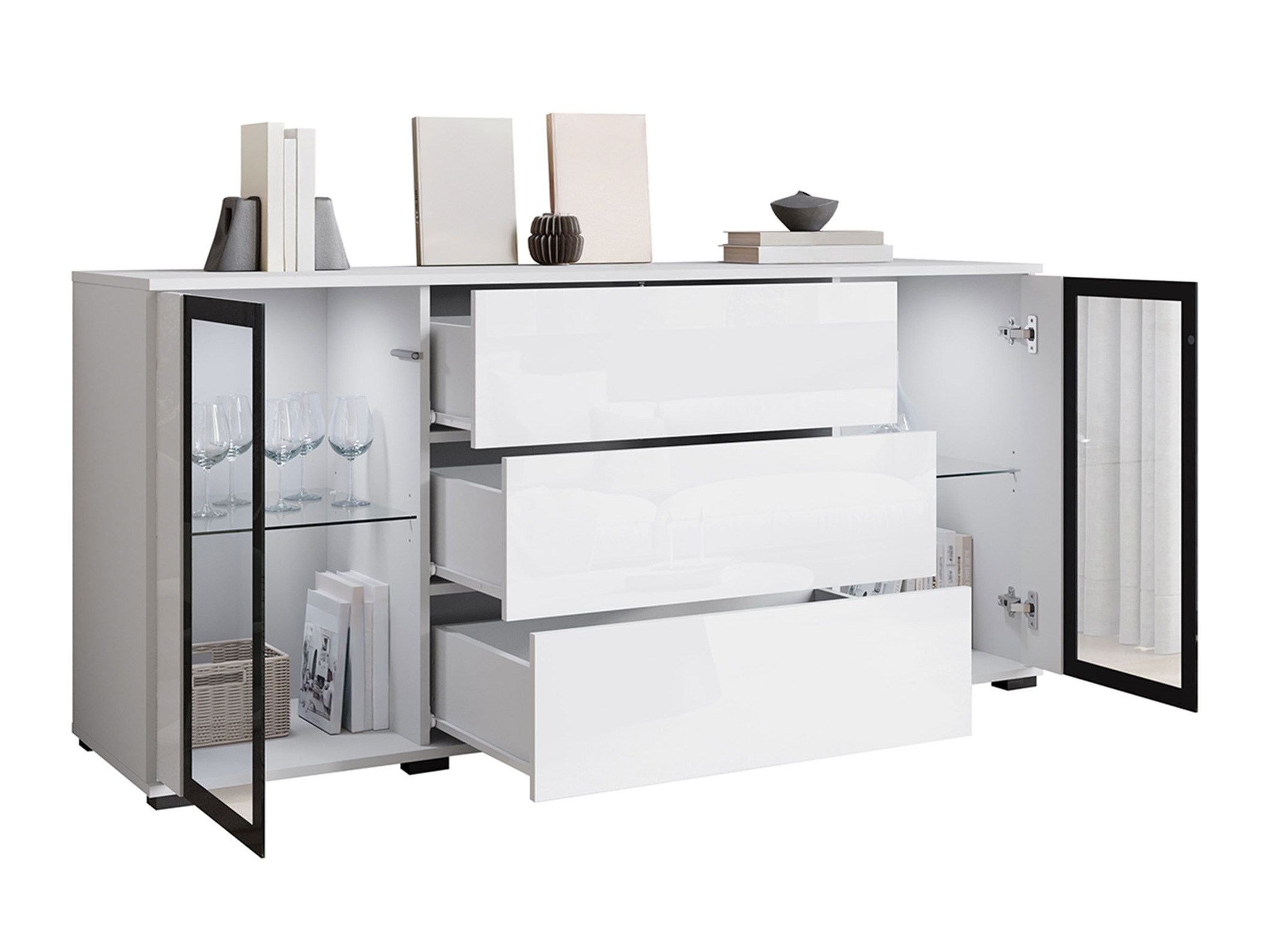 Commode Torcame 101 (Blanc + Blanc brillant)