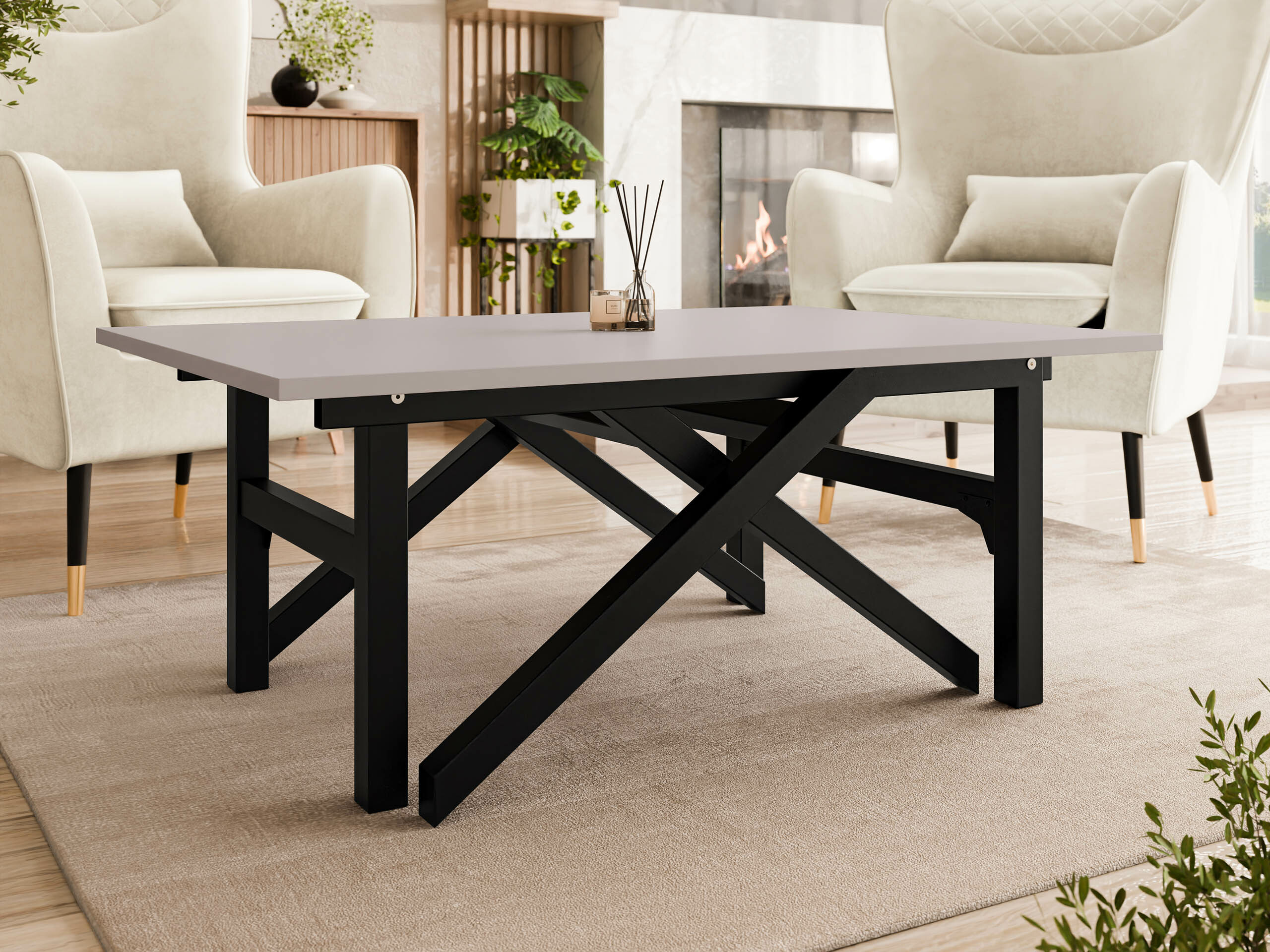 Table basse transformable Oswego 151 (Cachemire + Noir)