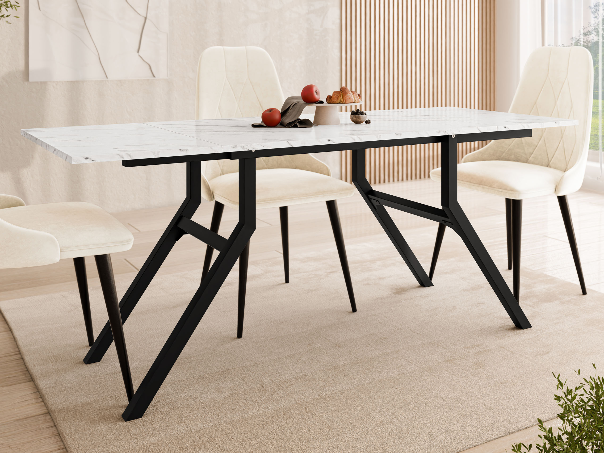 Table basse transformateur Oswego 151 (Marbre blanc + Noir)
