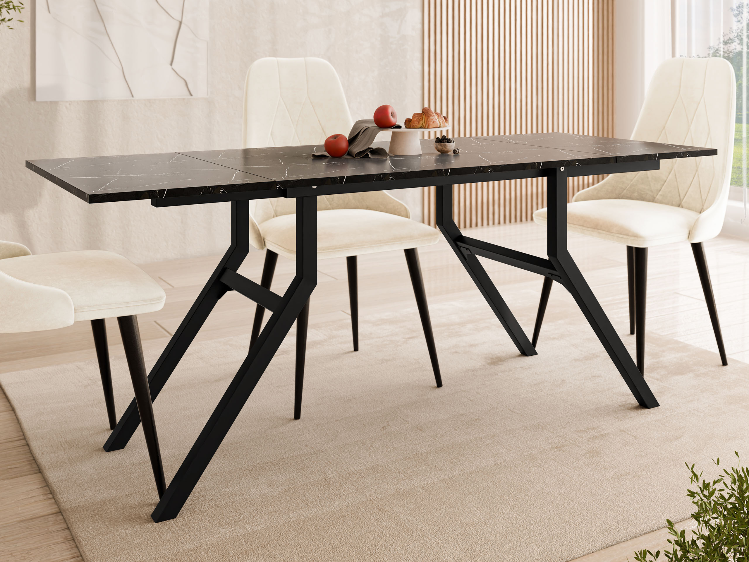 Table basse transformateur Oswego 151 (Marbre noir + Noir)