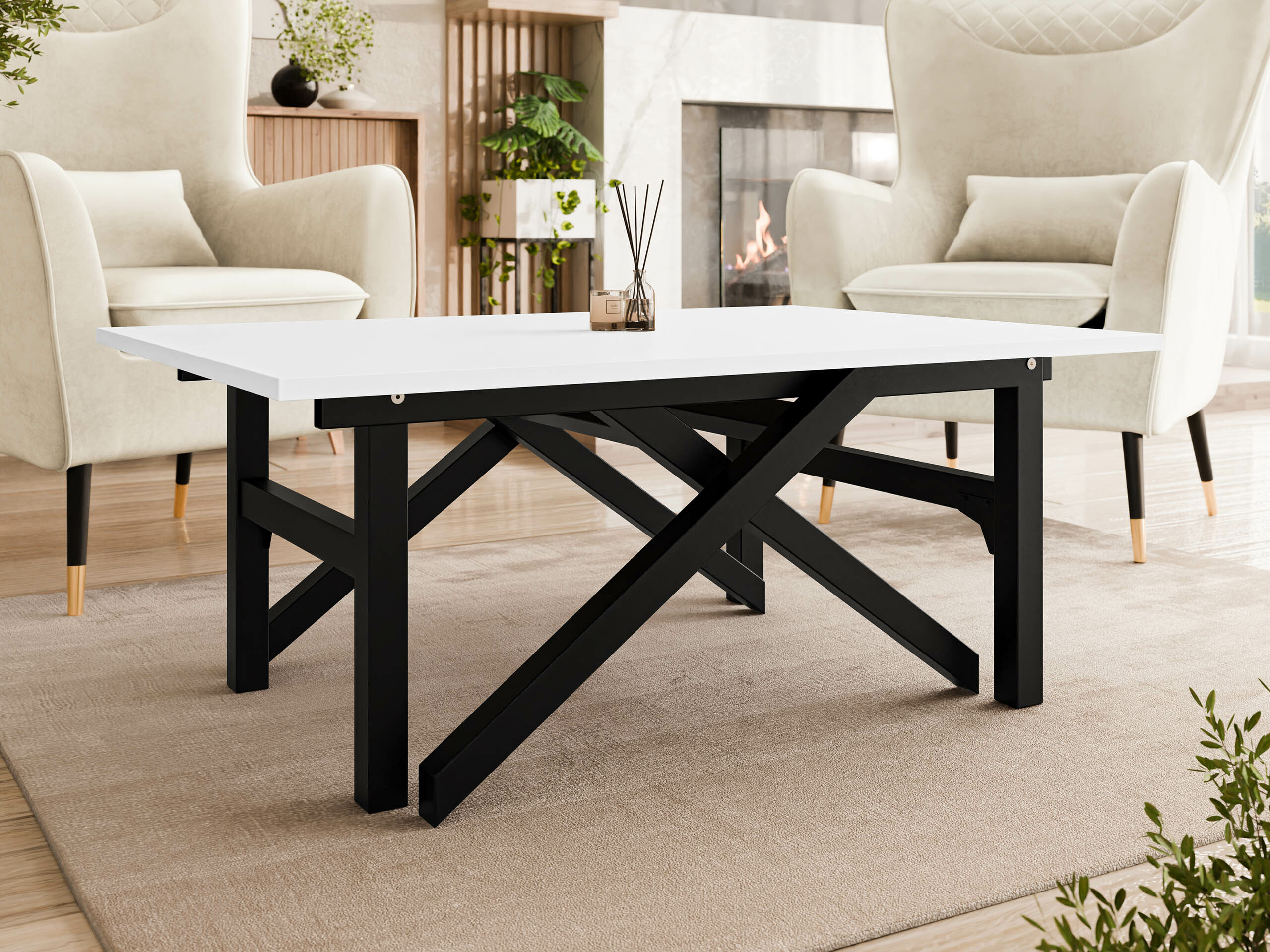 Transforming table basse Oswego 151 (Blanc + Noir)