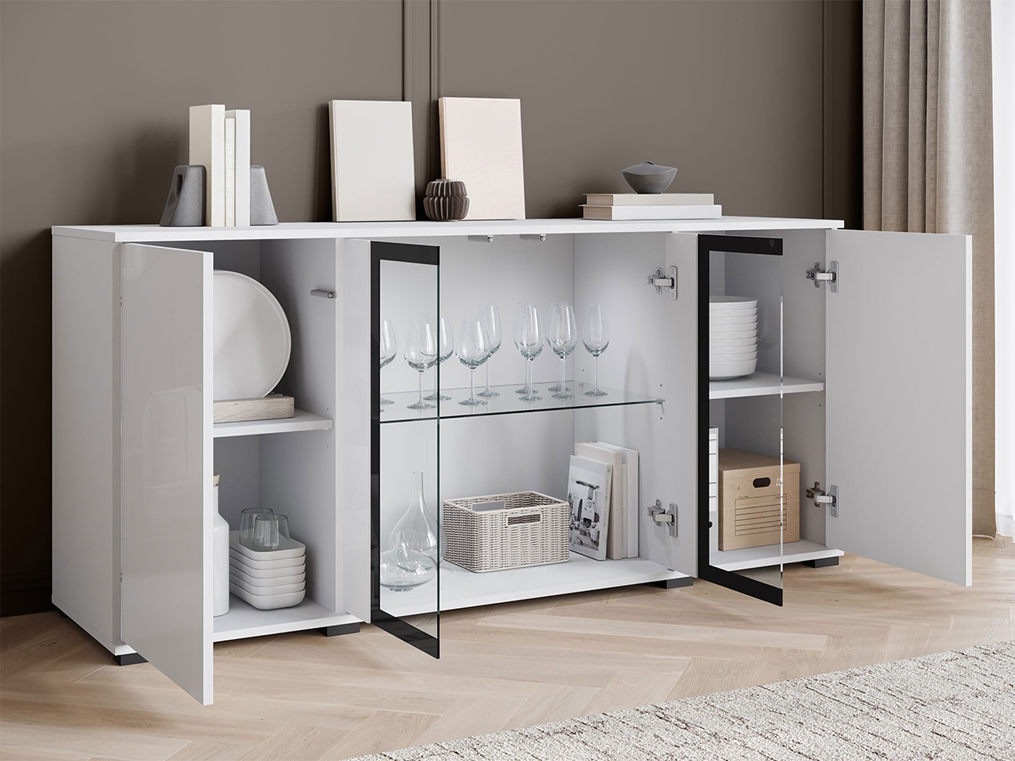 Buffet Torcame 102 (Chêne wotan + Blanc brillant)