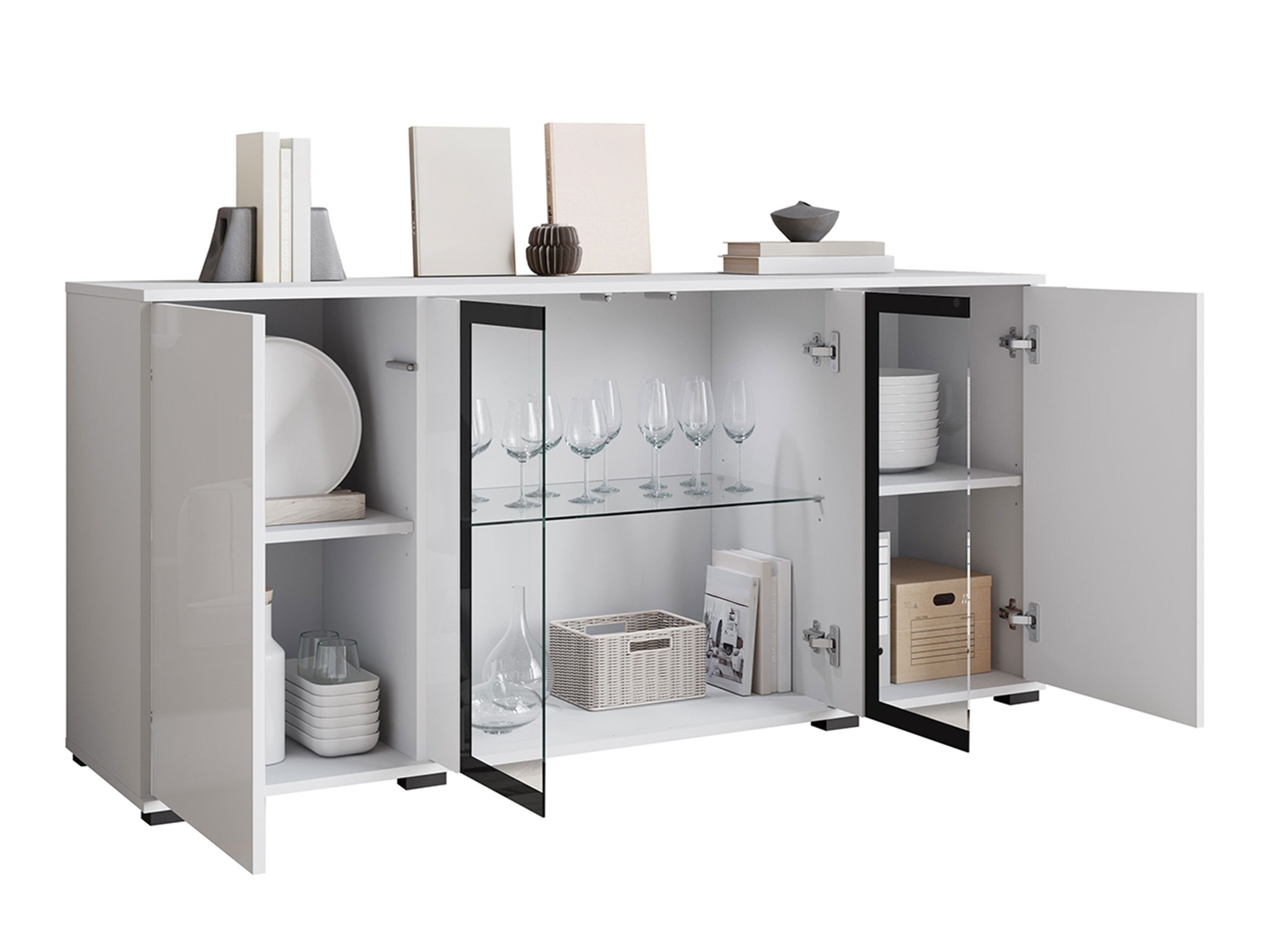 Buffet Torcame 102 (Chêne wotan + Blanc brillant)