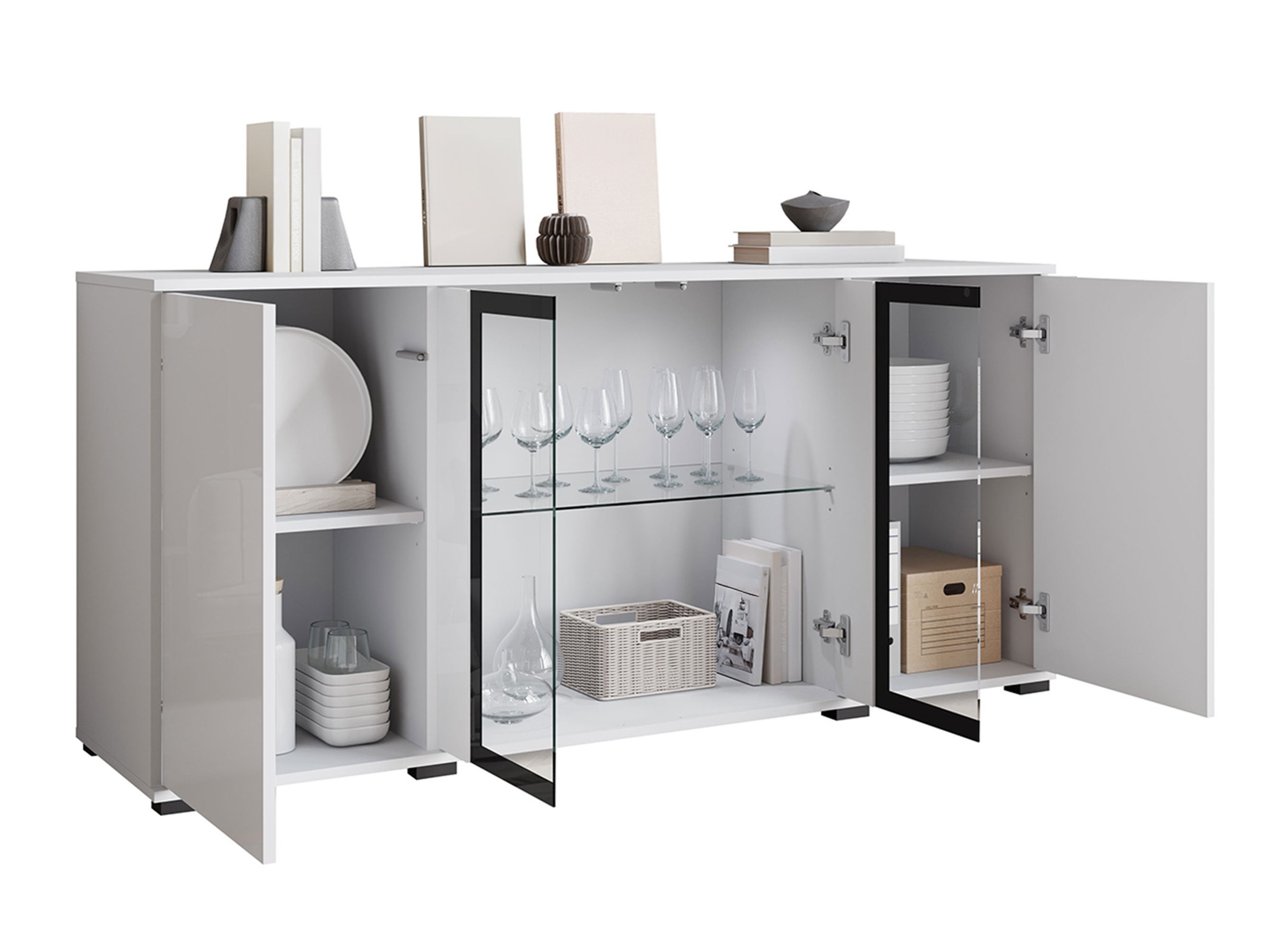 Buffet Torcame 102 (Chêne wotan + Blanc brillant)