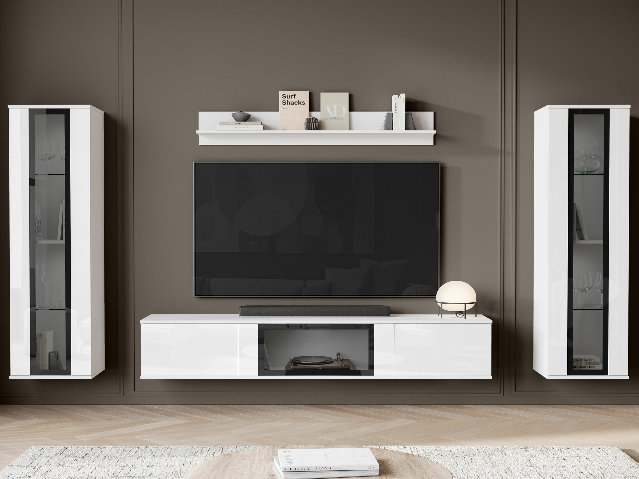 Ensemble de salon Torcame 103 (Blanc + Blanc brillant)