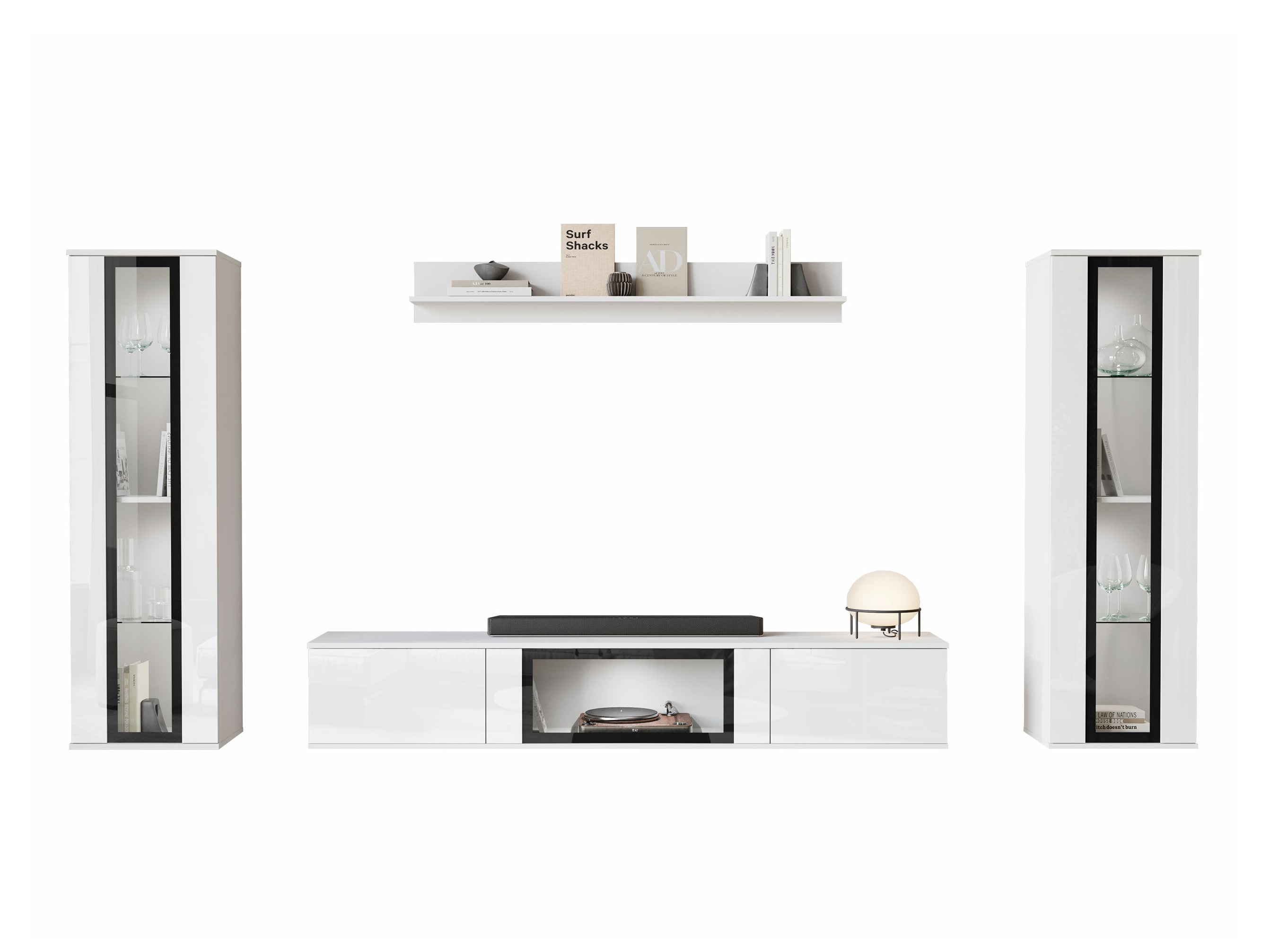 Ensemble de salon Torcame 103 (Blanc + Blanc brillant)