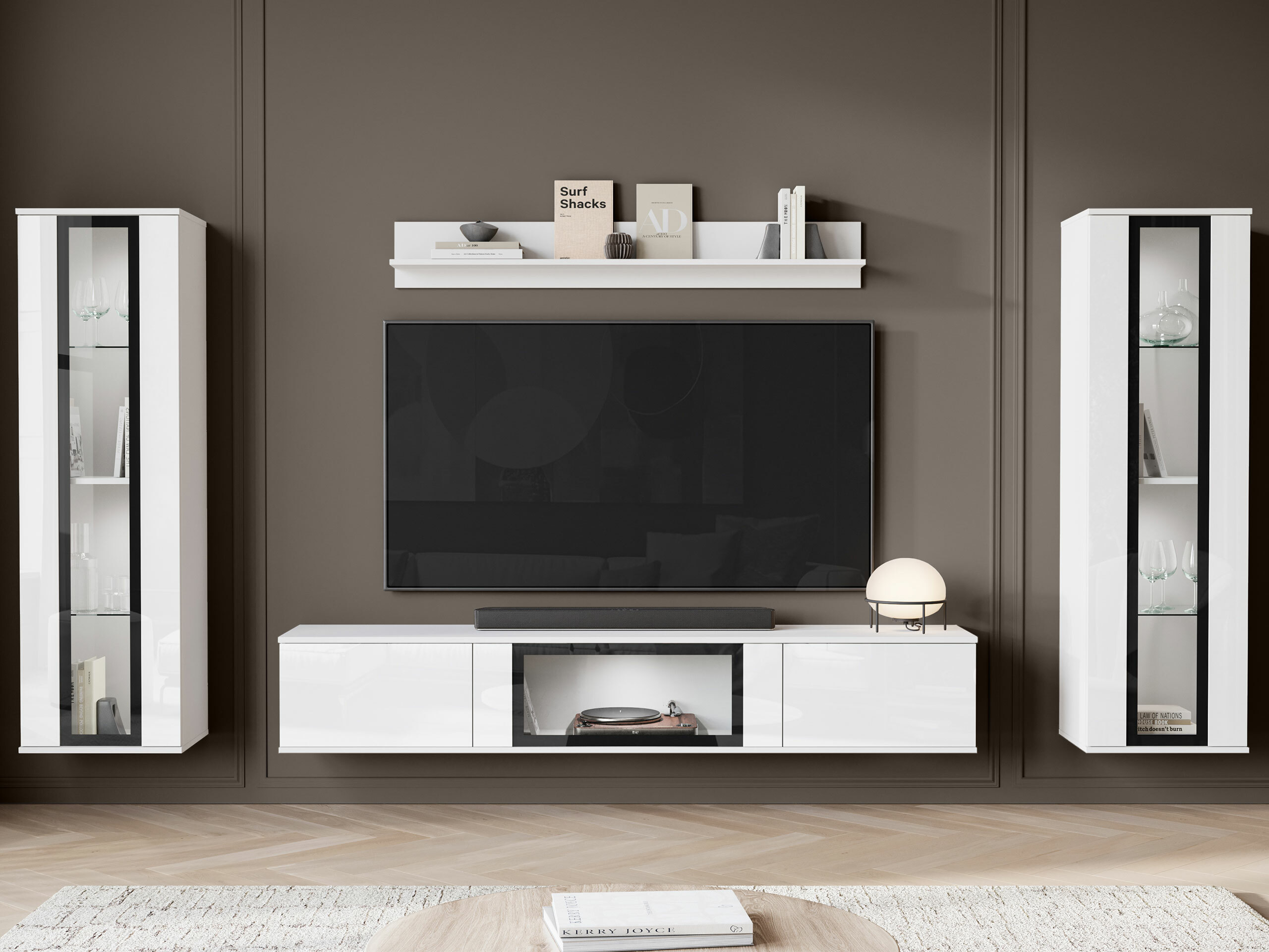 Ensemble de salon Torcame 103 (Blanc + Blanc brillant)