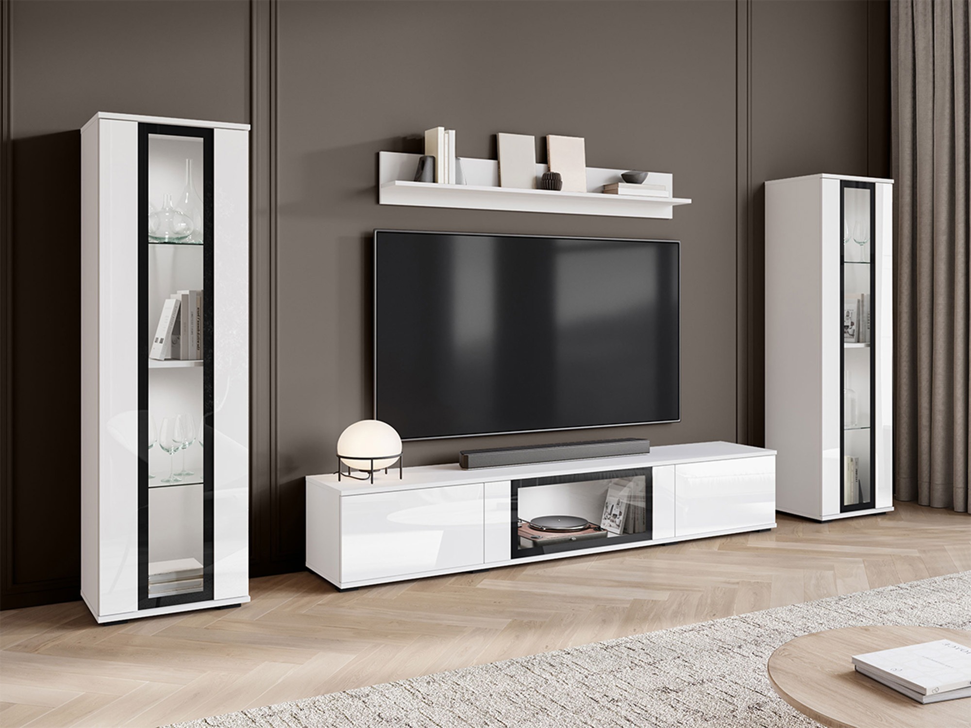 Ensemble de salon Torcame 103 (Blanc + Blanc brillant)