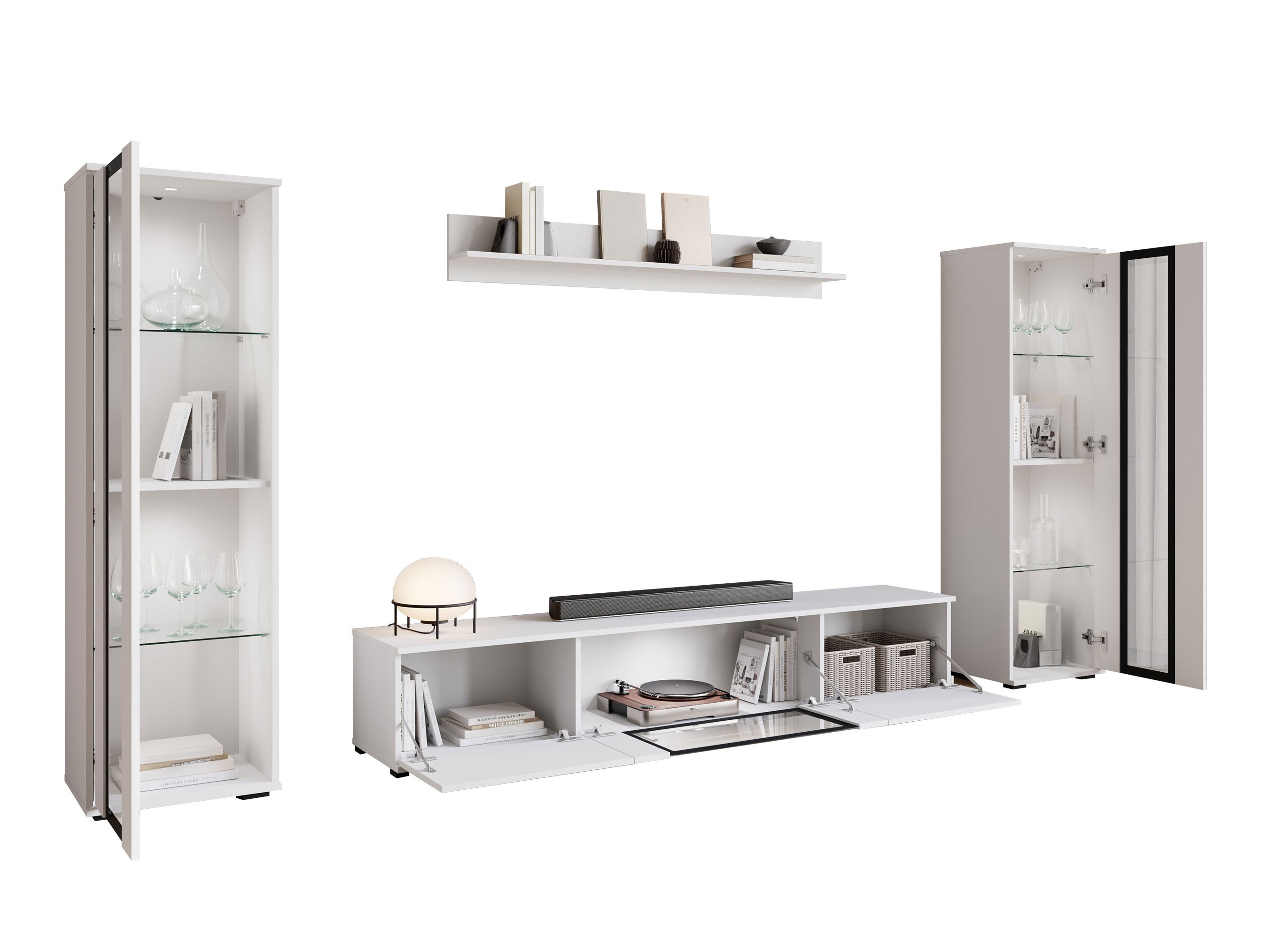 Ensemble de salon Torcame 103 (Chêne wotan + Blanc brillant)