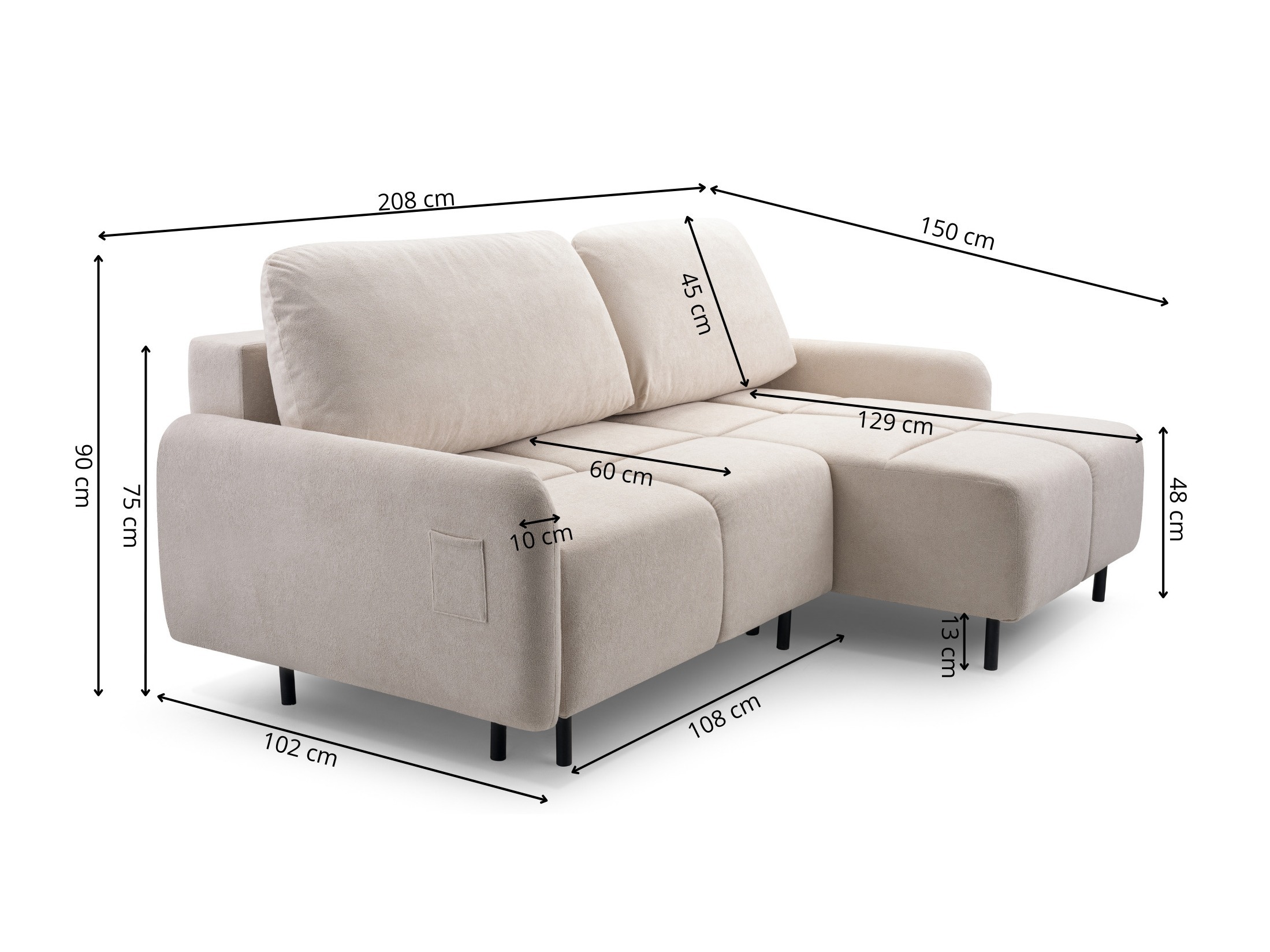 Canapé d'angle Lufkin 155 (Gerra 15)