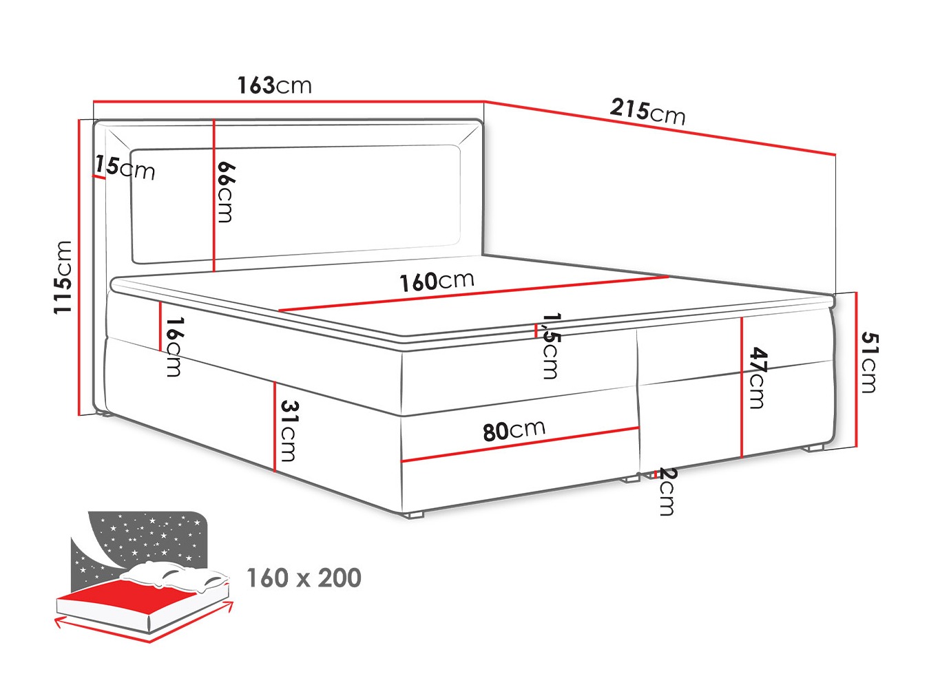 Lit boxspring Pomona 112 (Victoria 14 863)