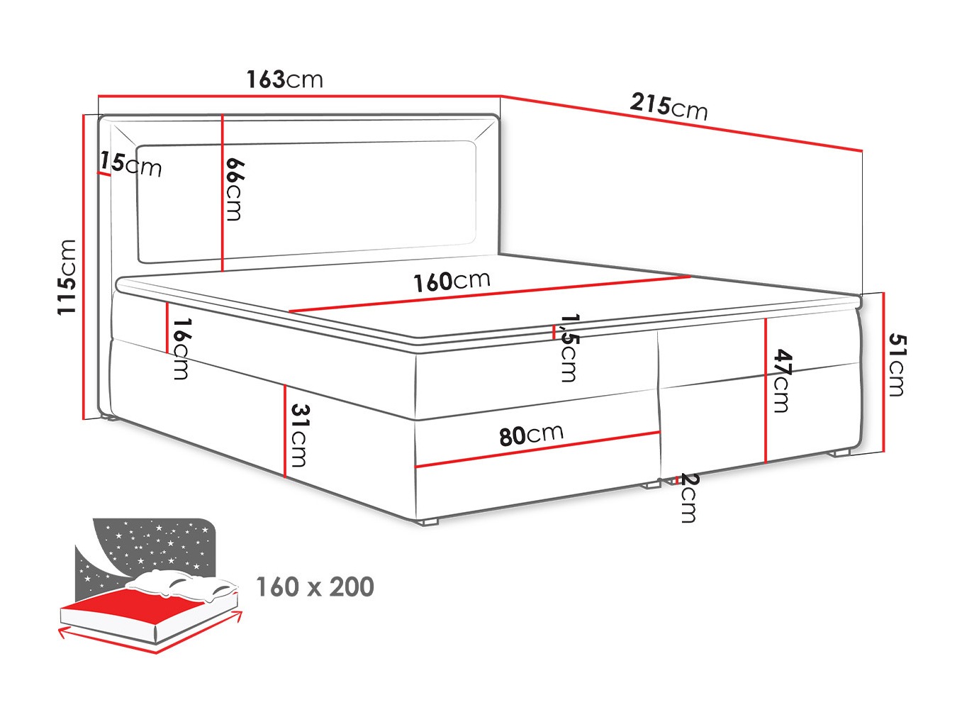 Lit boxspring Pomona 112 (Victoria 14 866)