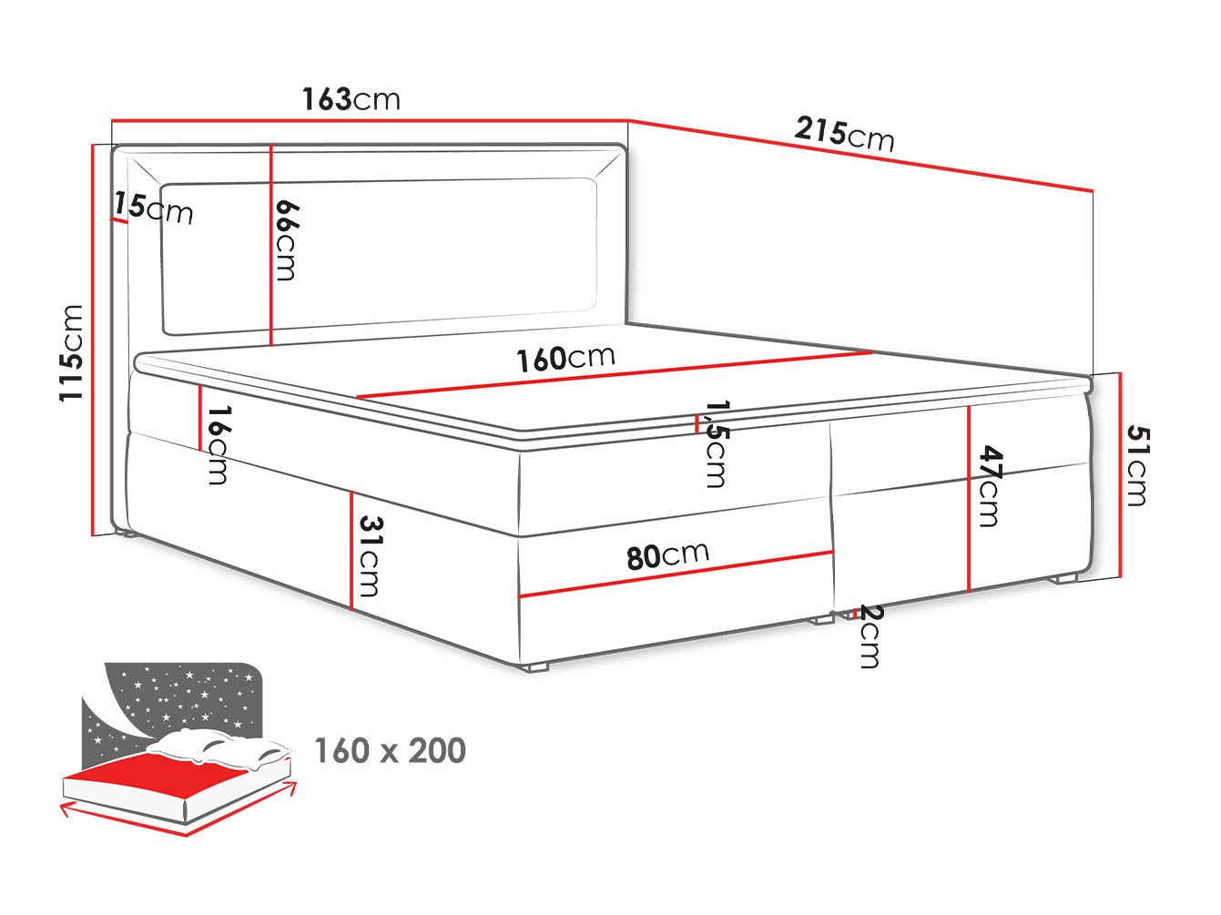 Lit boxspring Pomona 112 (Victoria 14 868)