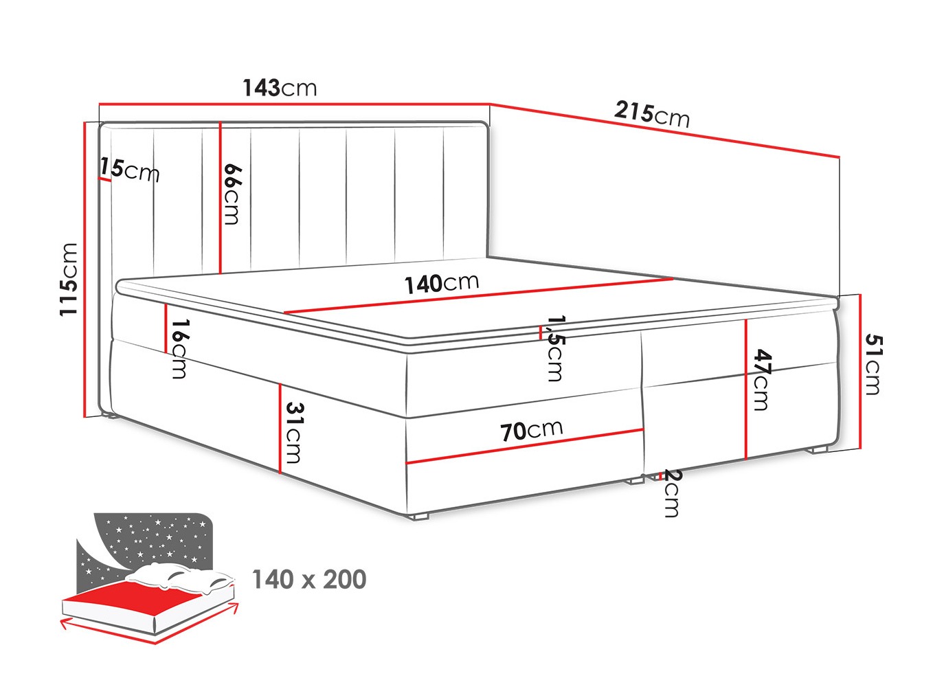 Lit boxspring Pomona 116 (Magic velours 2206)