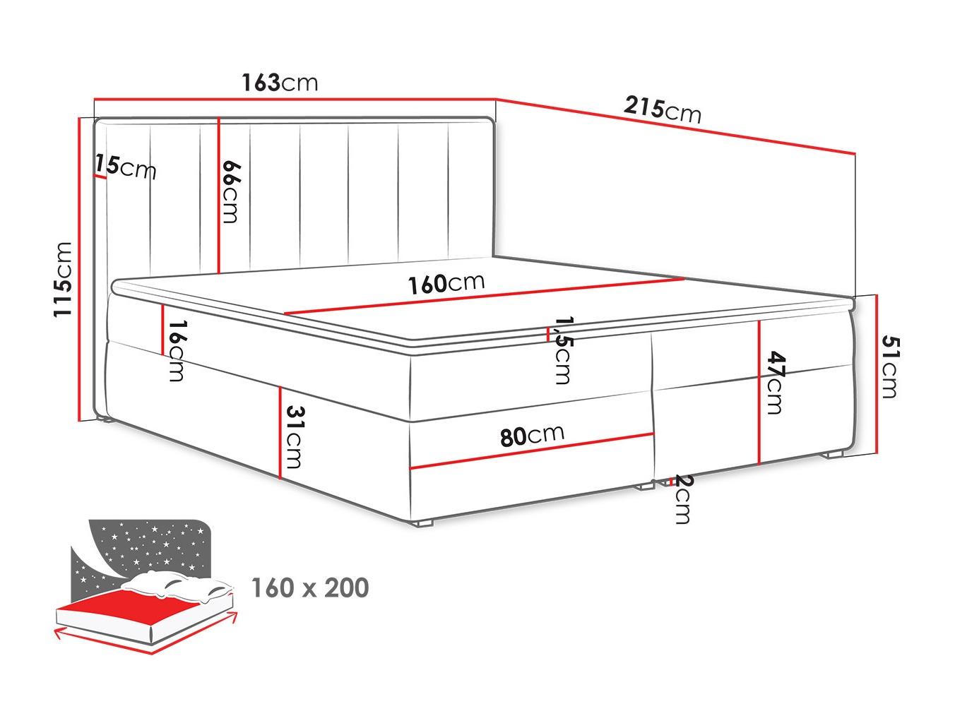 Lit boxspring Pomona 116 (Magic velours 2206)