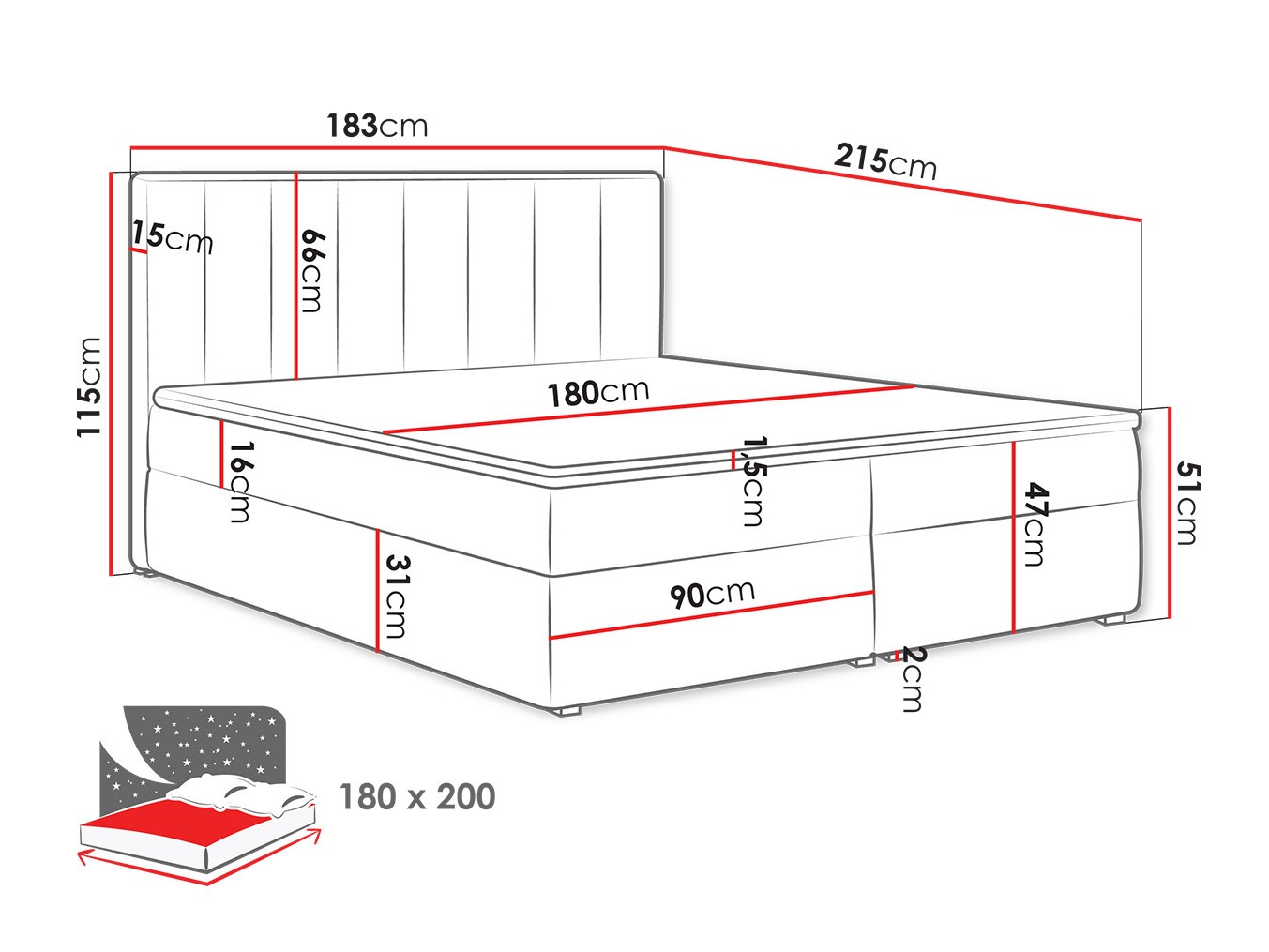 Lit boxspring Pomona 116 (Magic velours 2206)