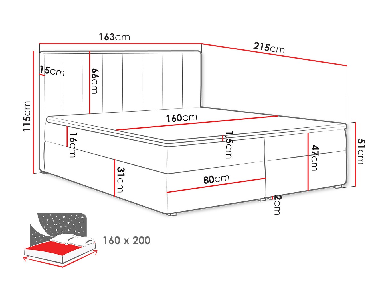 Lit boxspring Pomona 116 (Magic velours 2213)
