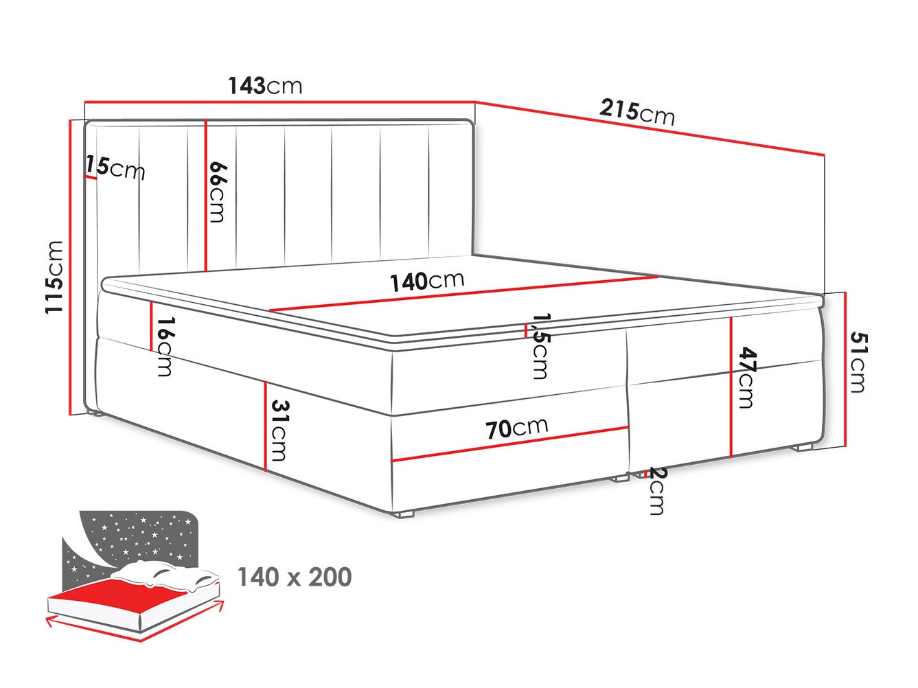 Lit boxspring Pomona 116 (Magic velours 2216)