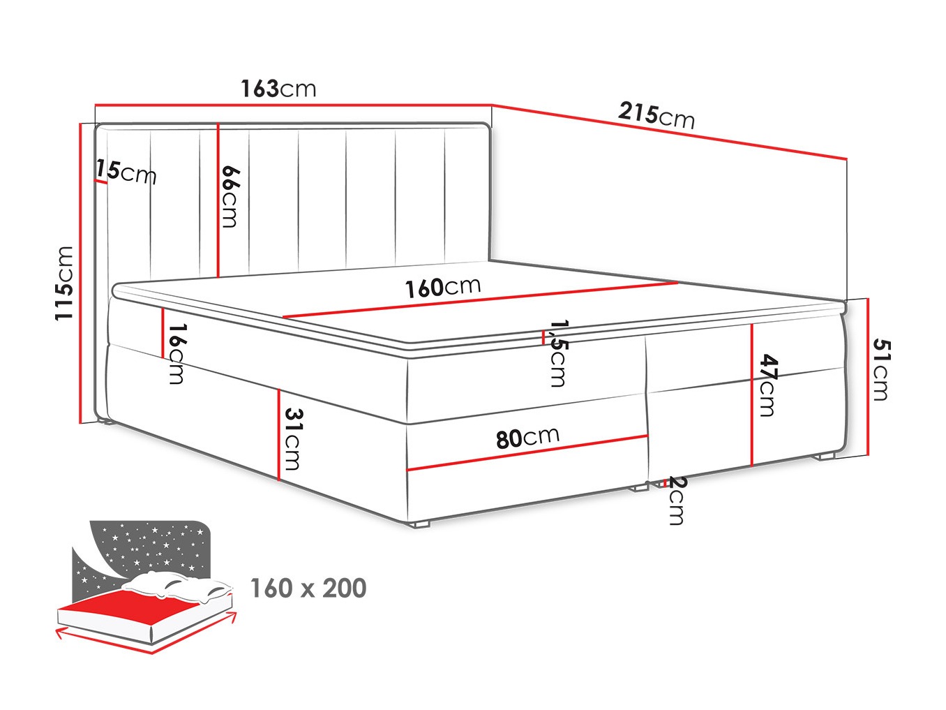 Lit boxspring Pomona 116 (Magic velours 2216)