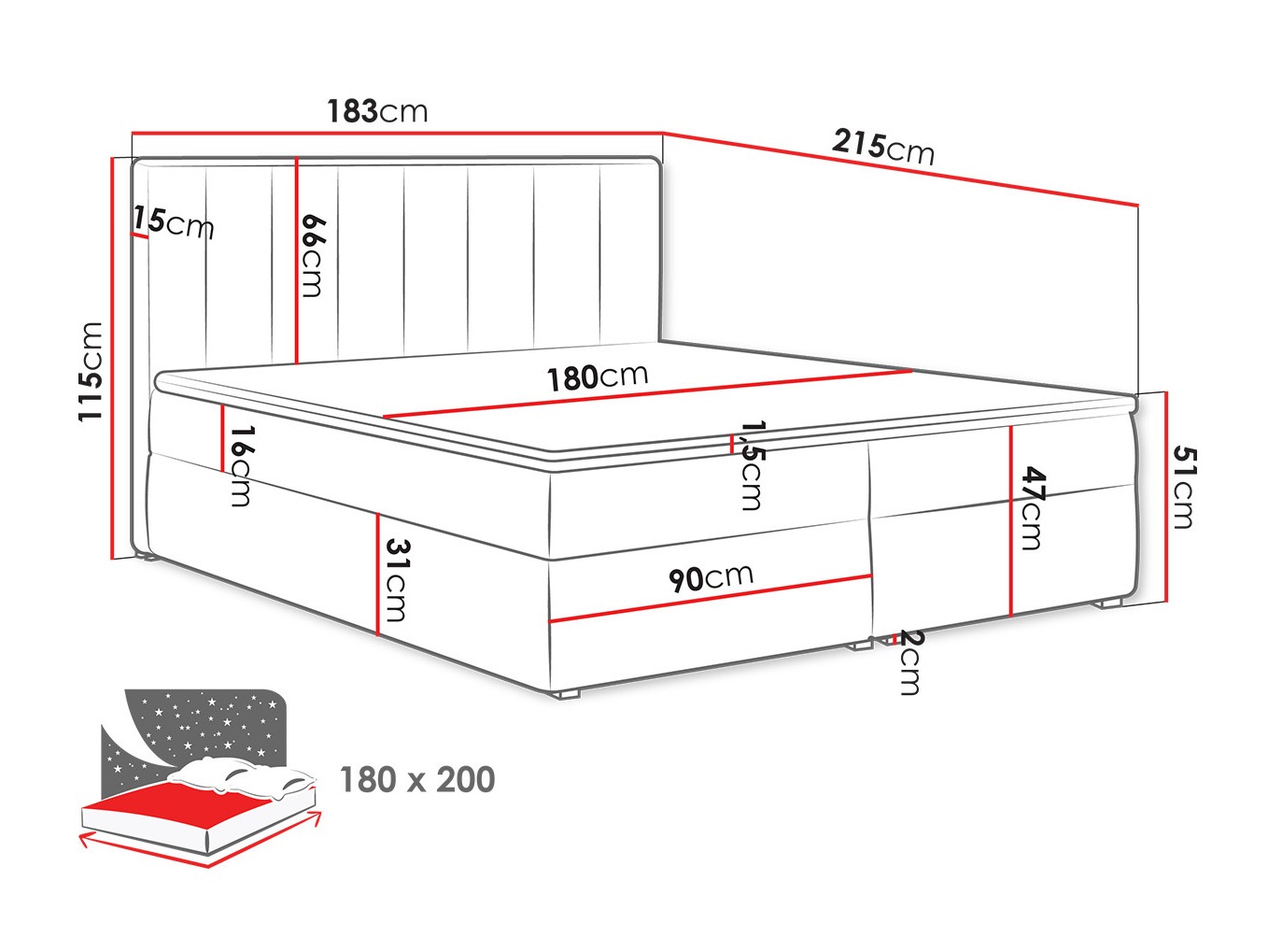 Lit boxspring Pomona 116 (Magic velours 2216)